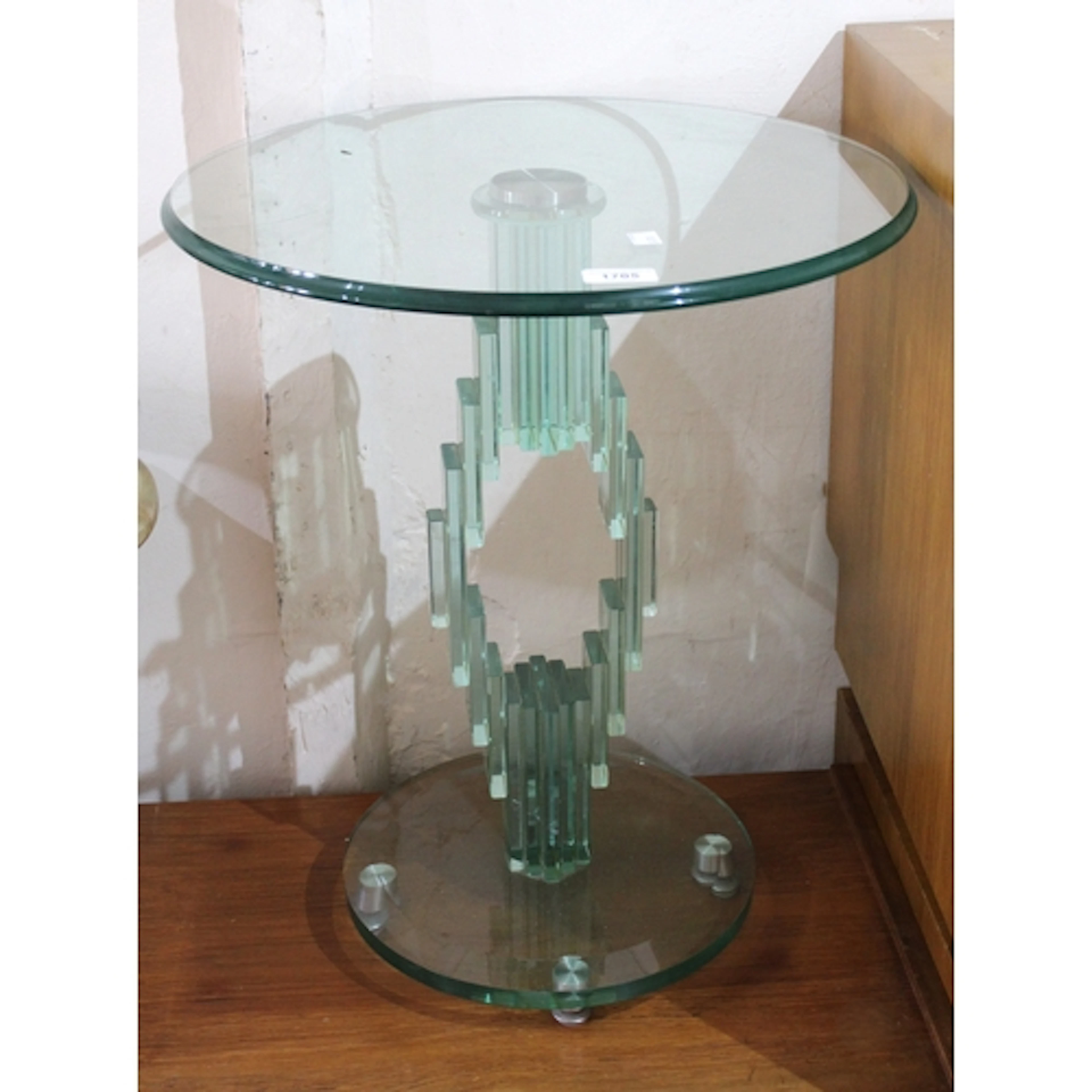 Modern glass side table in the manner of Fontana Arte, 47cm ...