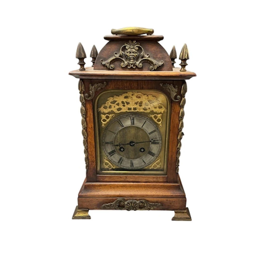 An oak cased bracket clock, the movement stamped Japy Freres...
