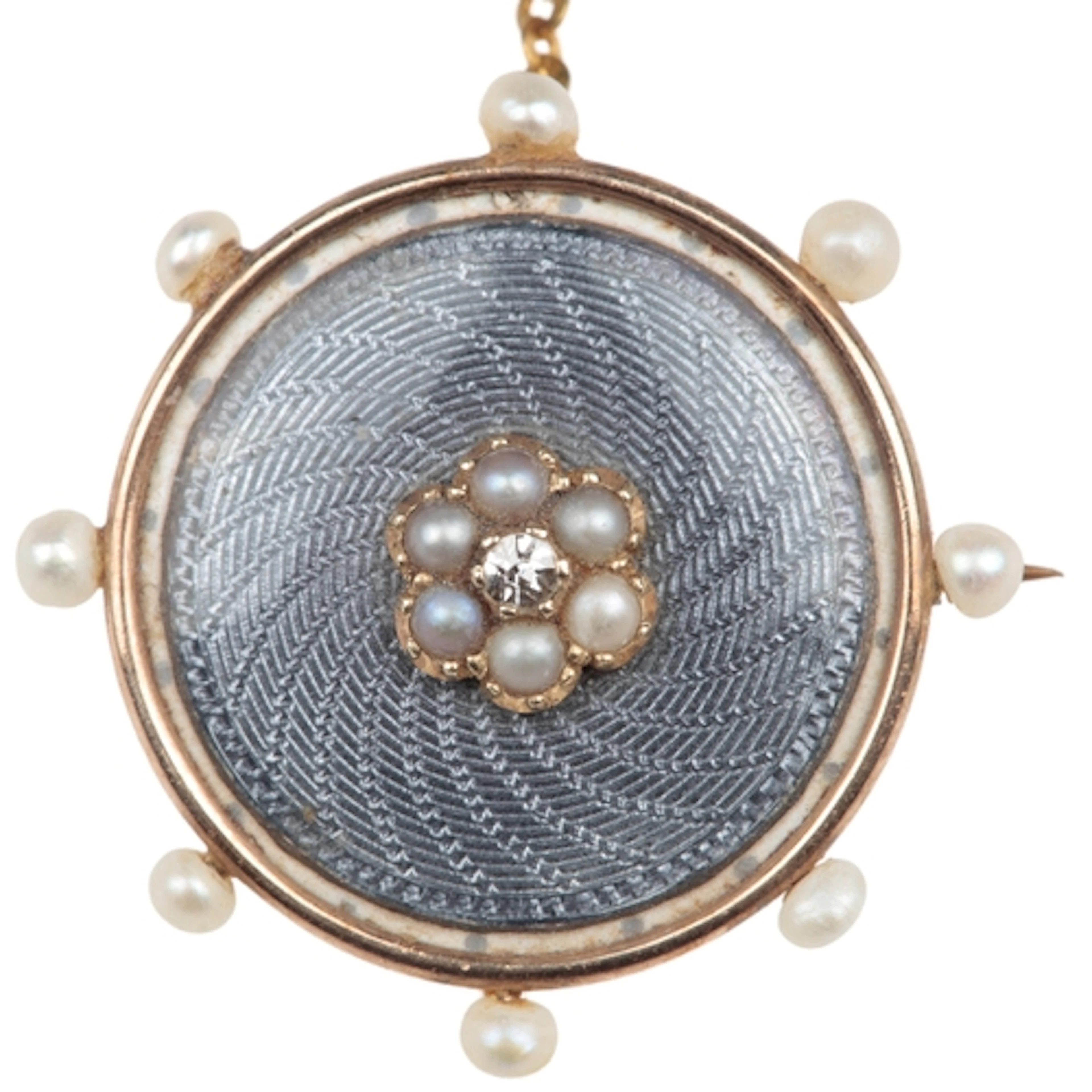 An Edwardian enamel, pearl and diamond brooch, early 20th ce...