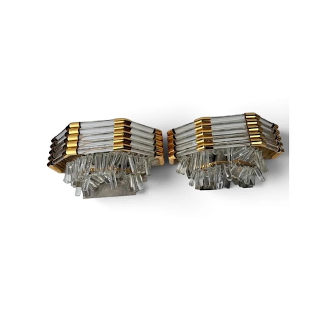 A PAIR OF BAKALOWITS AND SÖHNE 1970s WALL LAMPS Mounted in g...