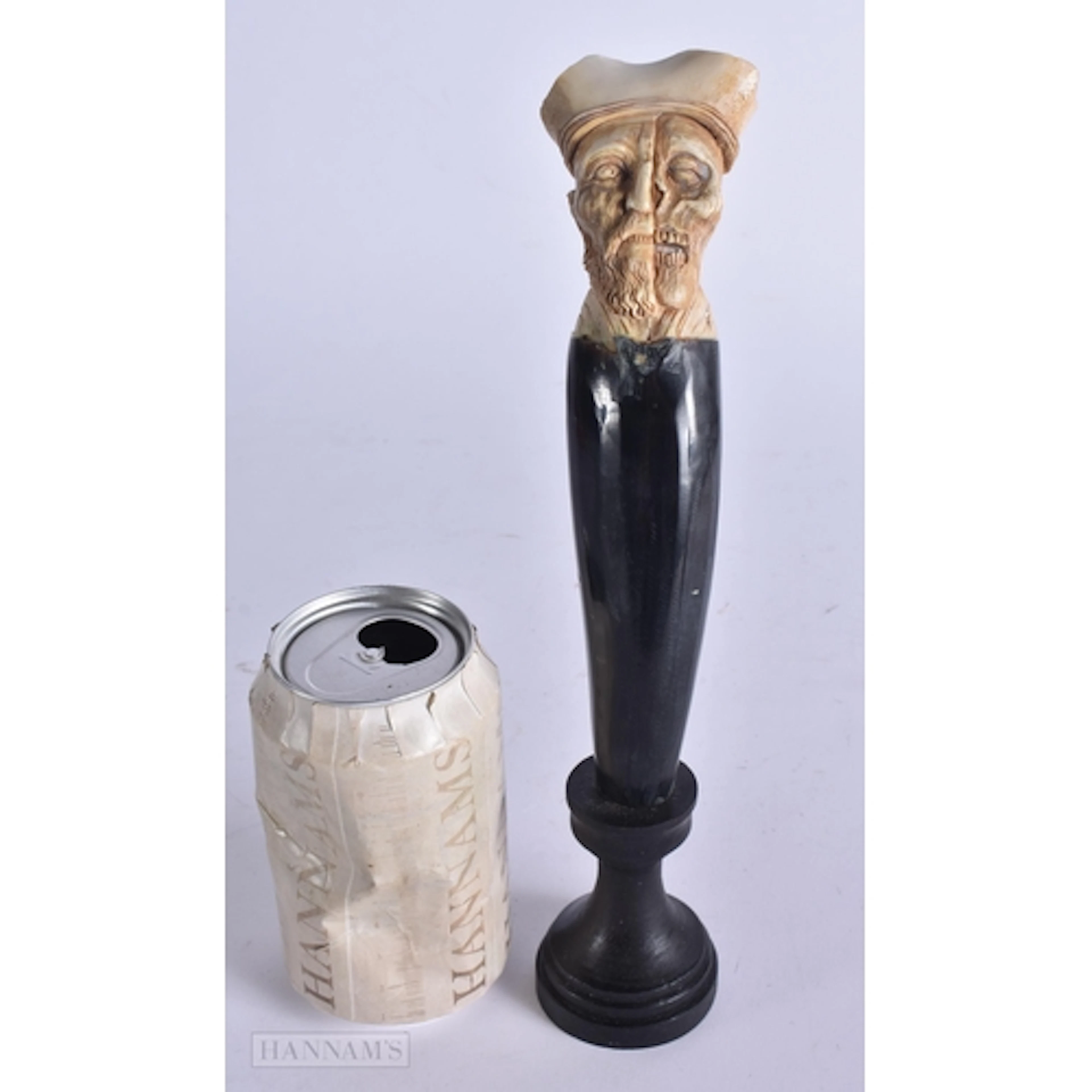 A MEMENTO MORI STAG ANTLER HORN SAILOR SKULL. 26 cm high.