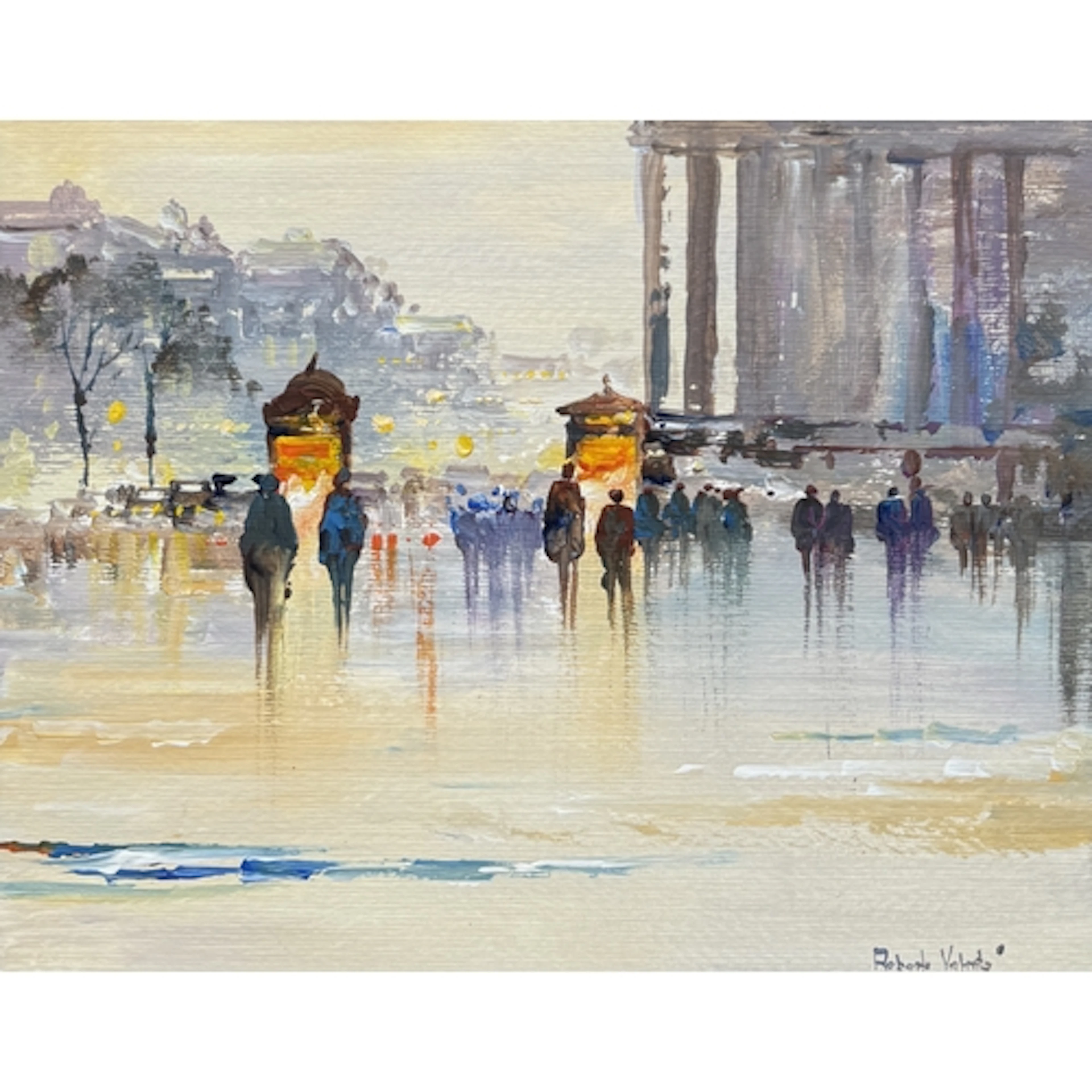 ROBERTO LUIGI VALENTE (ITALIAN B.1926): PARIS Oil on board. ...