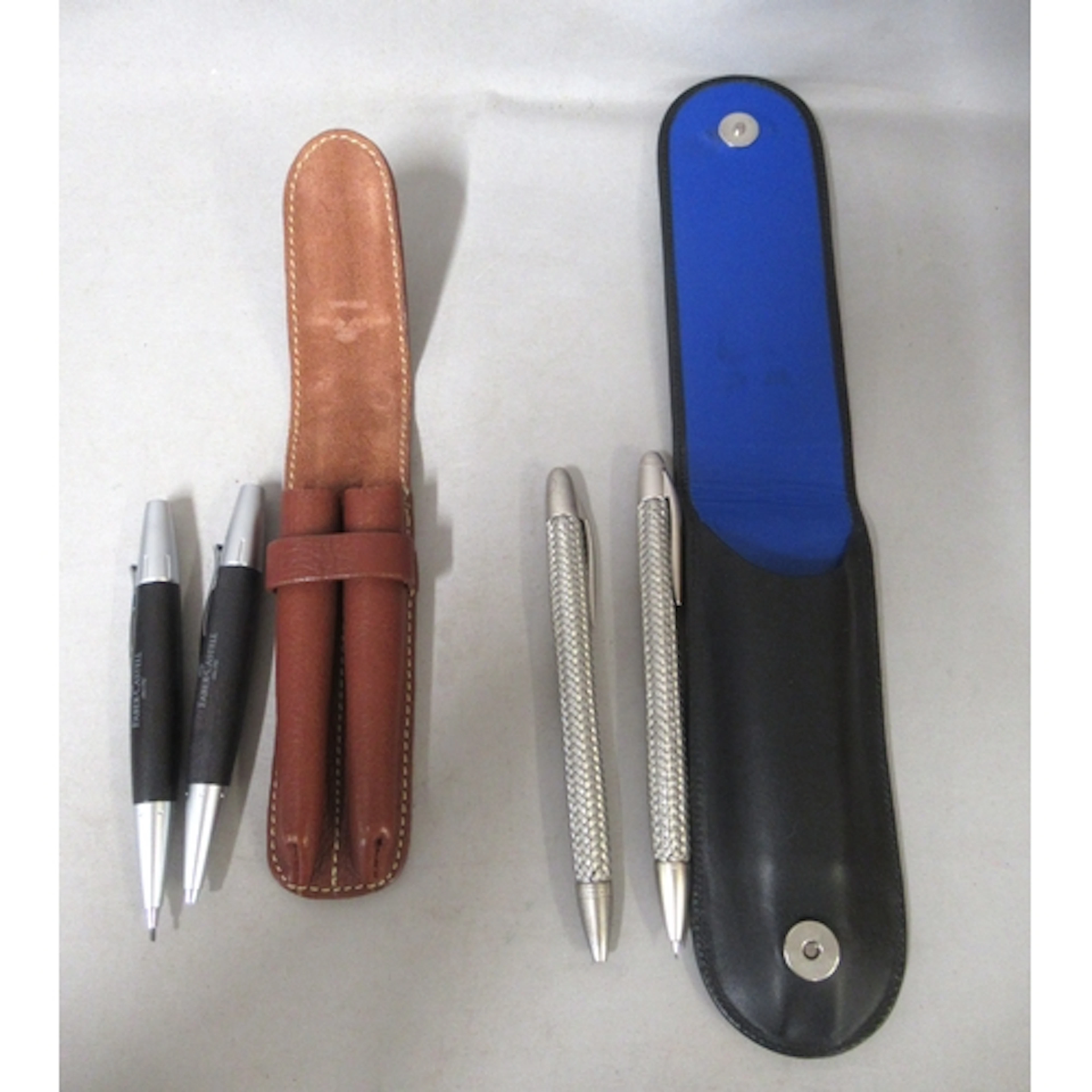 Porsche design ballpoint pen and pencil in leather case, tog...