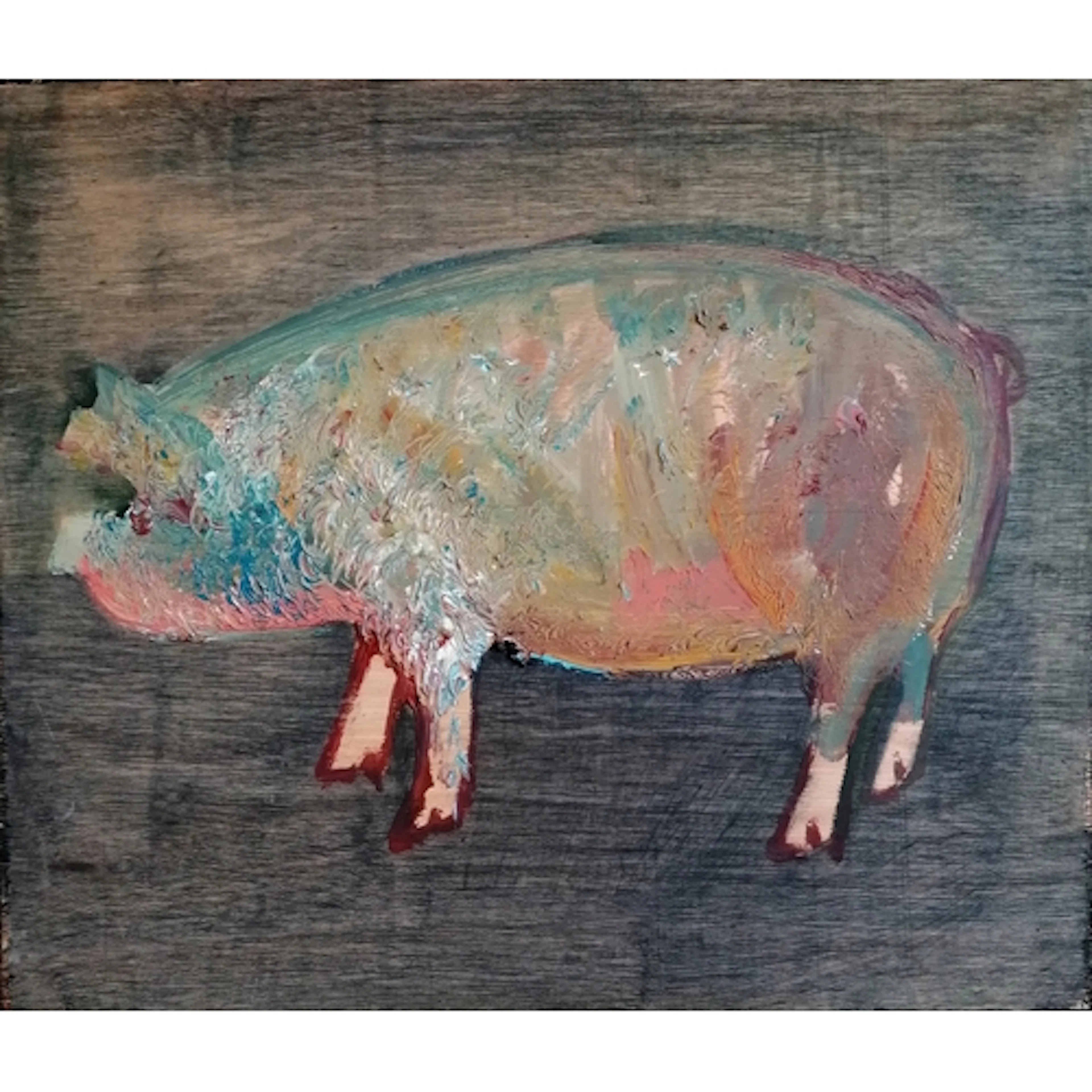 Sven Bensen contemporary oil painting on board of a pig - 47...