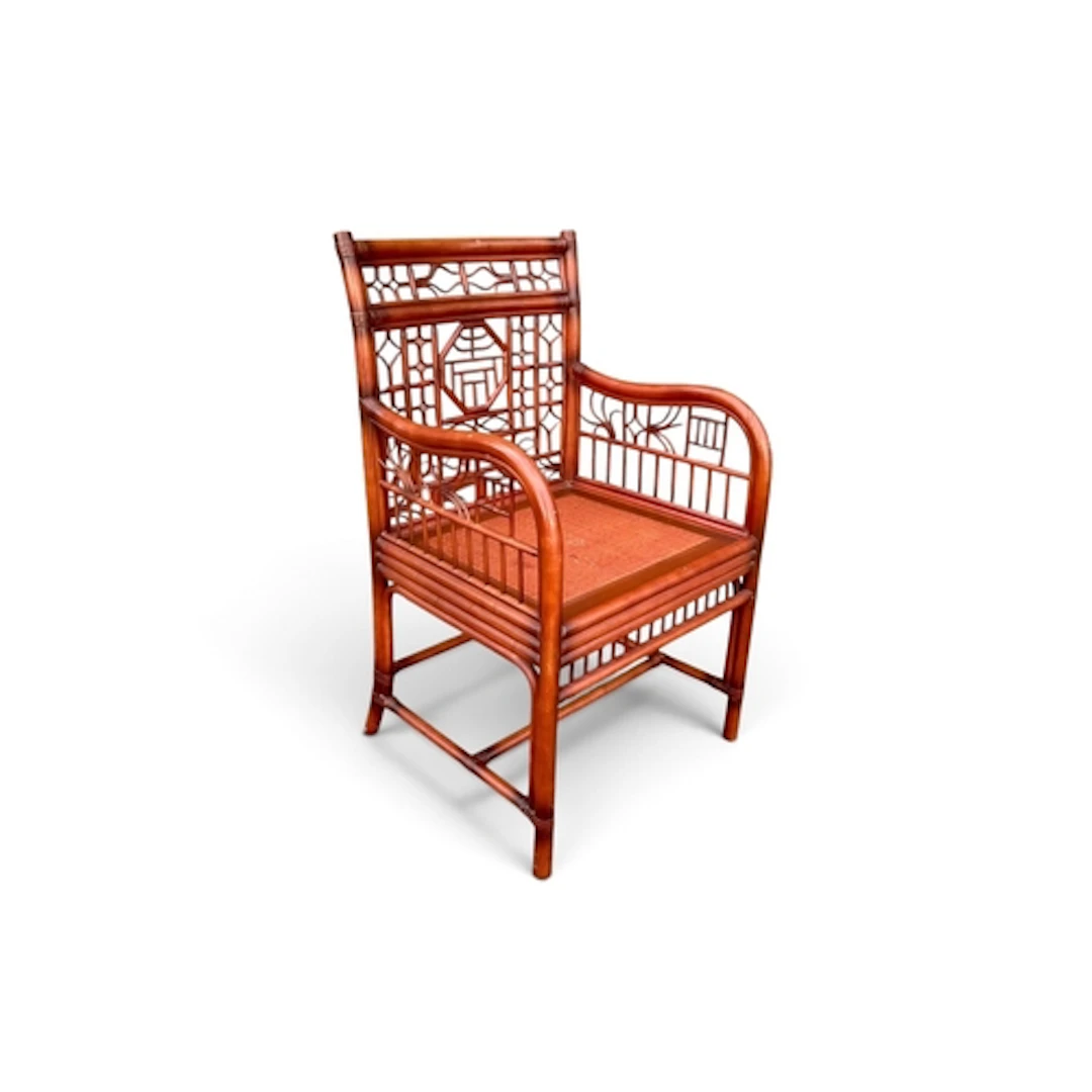 A MODERN CHINESE-STYLE FAUX BAMBOO OPEN ARMCHAIR With 94cm h...