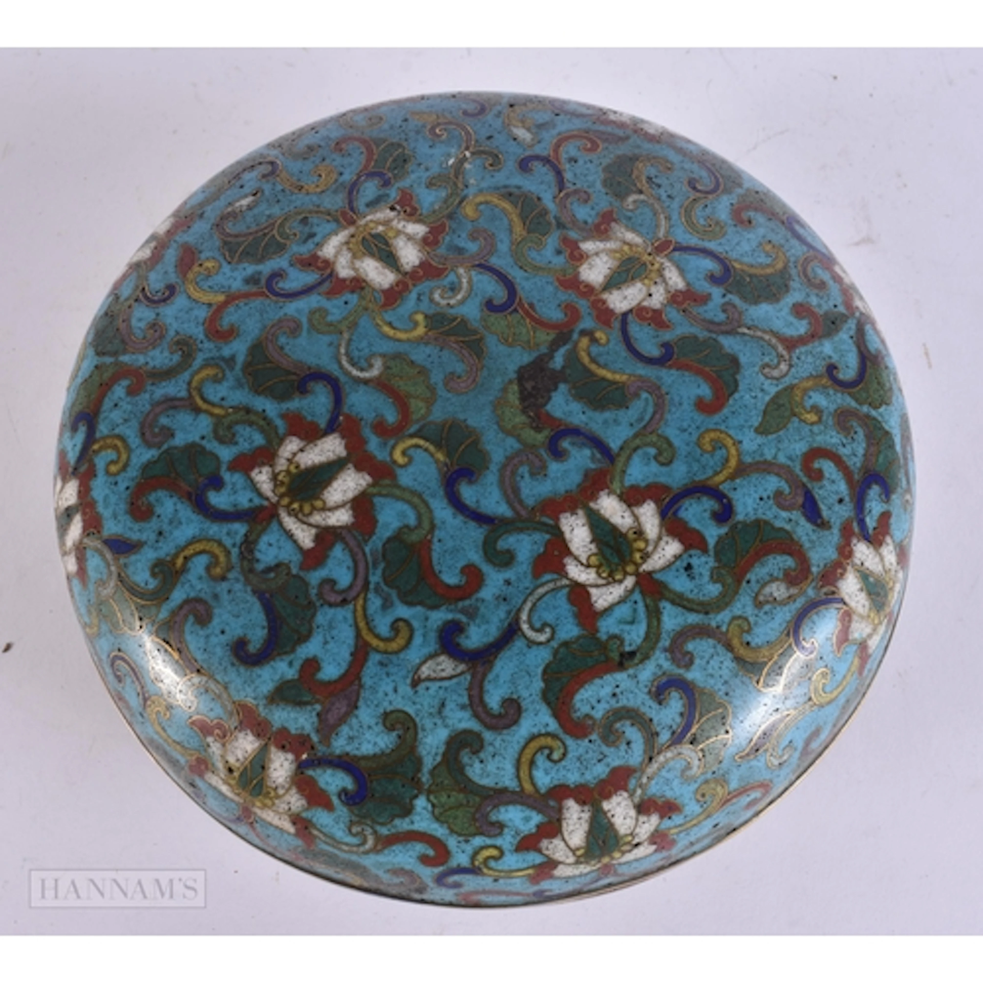 A LATE 18TH/19TH CENTURY CHINESE CLOISONNE ENAMEL BOX AND CO...