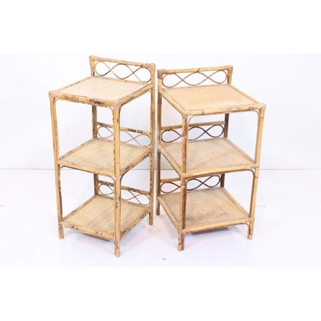 Two early 20th century bamboo and wicker bedstands, having q...