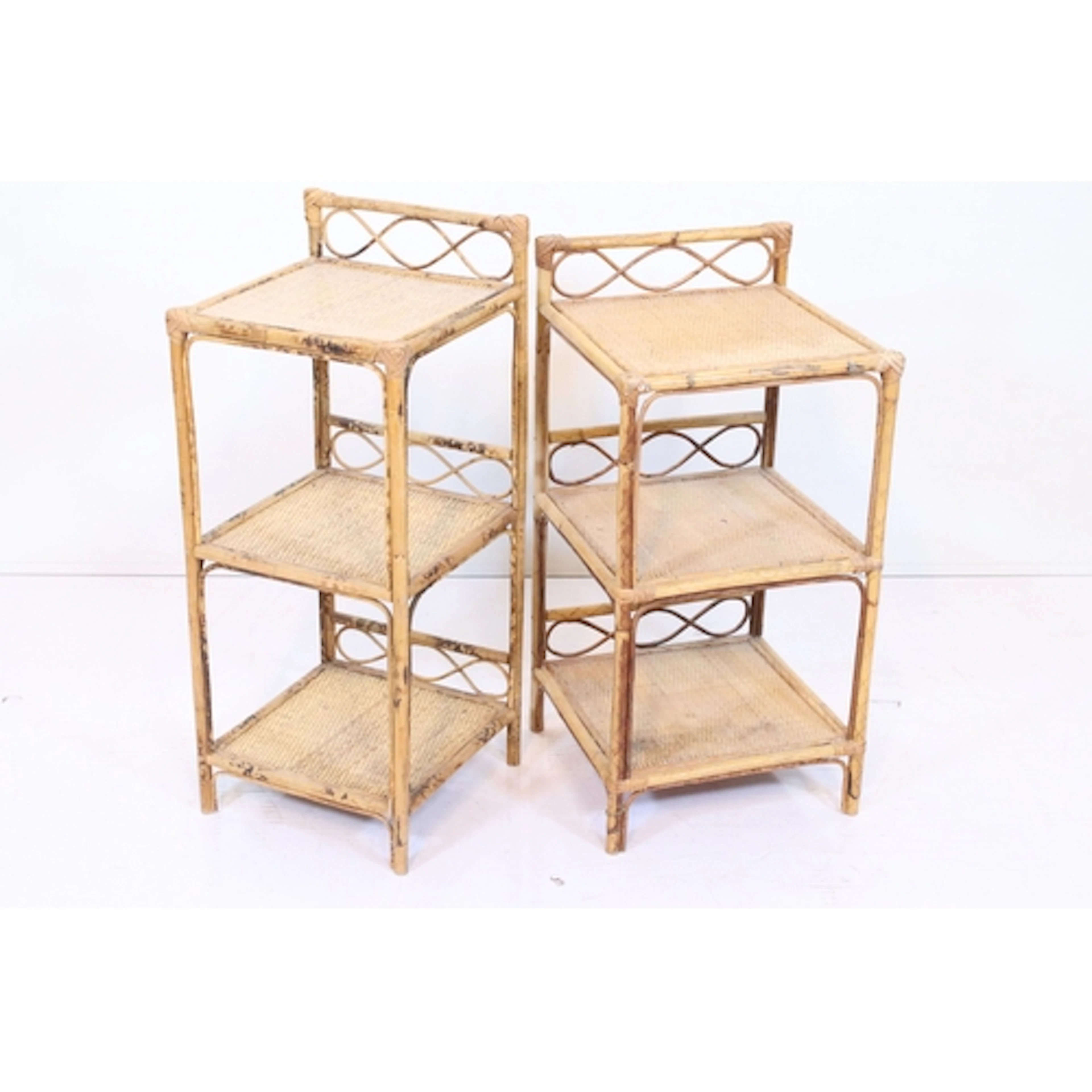 Two early 20th century bamboo and wicker bedstands, having q...