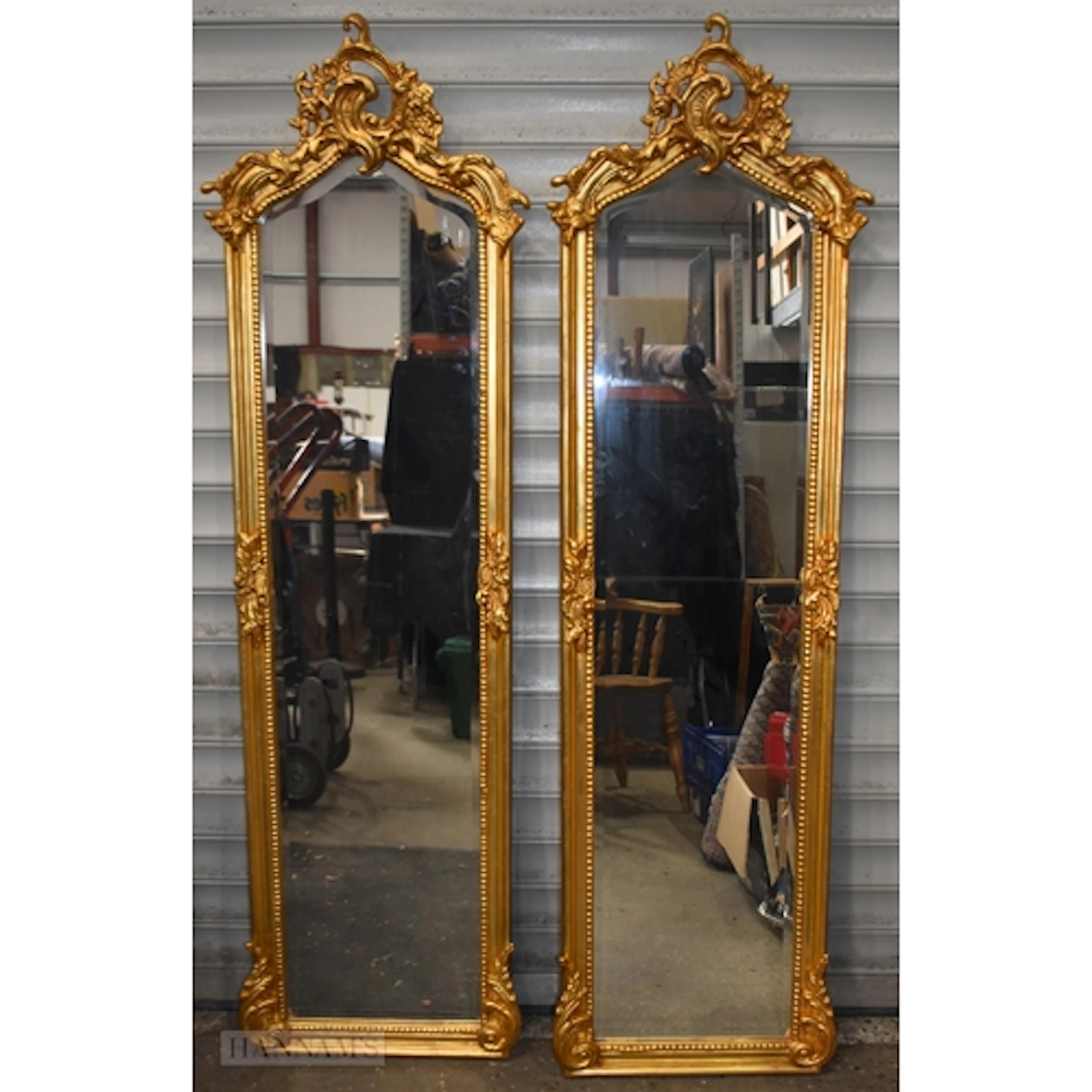 A pair of baroque style giltwood framed mirrors 176 x 47cm ...