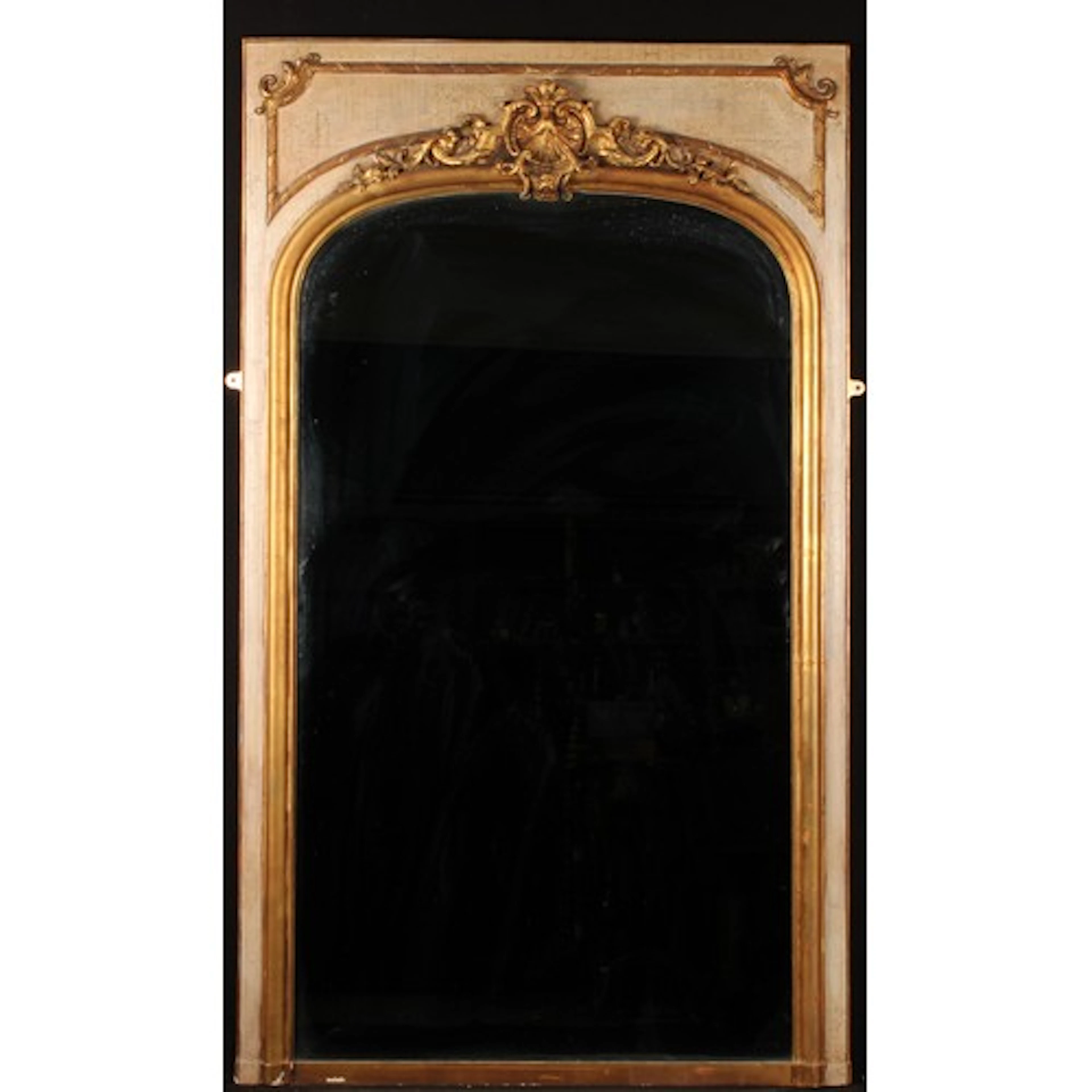 A French Rococo design parcel-gilt and painted pier glass, a...
