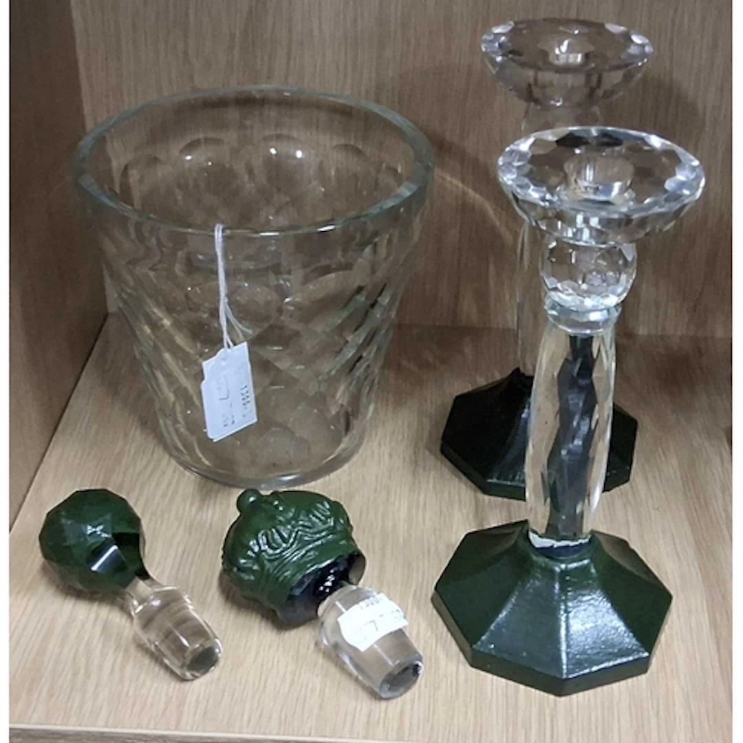 A GROUP OF GLASSWARE, comprising a crystal vase of tapering ...