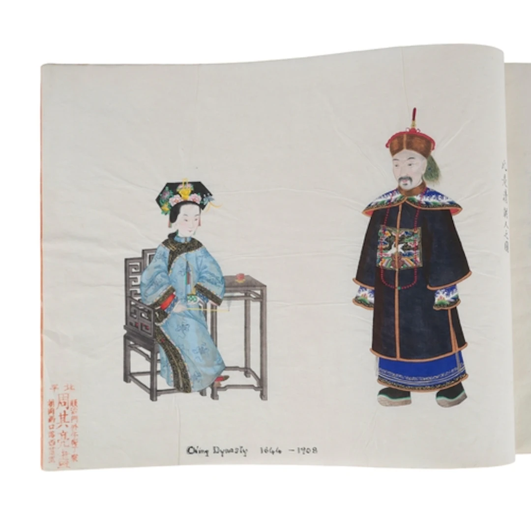 An album of five Chinese gouache paintings on rice paper, c....