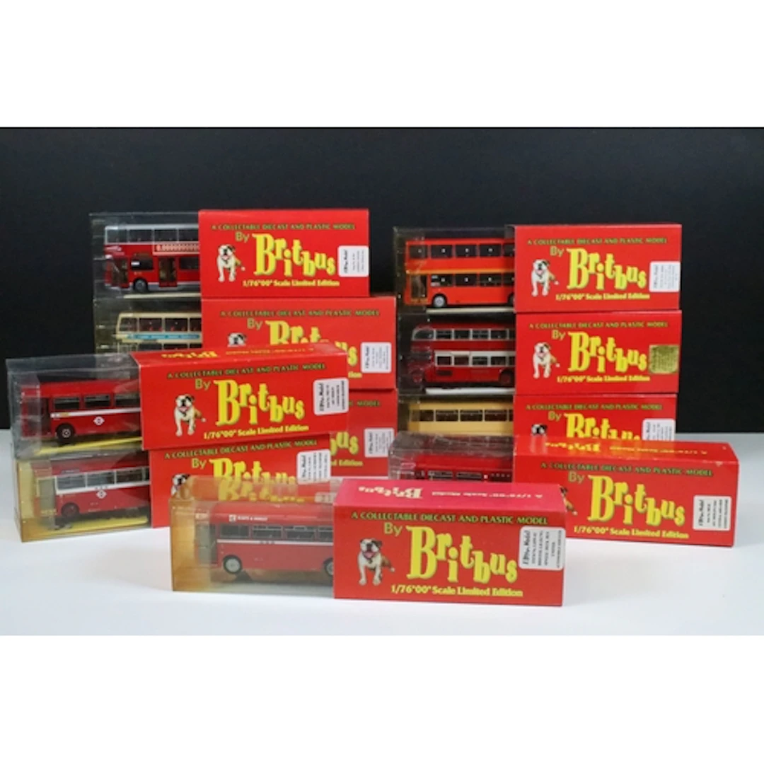 Ten boxed Britbus diecast model buses to include ME1-02 AEC ...