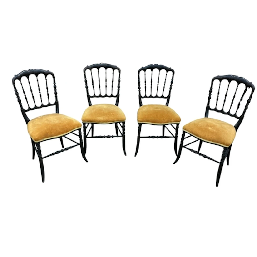 Four napoleon III ebonised side chairs, width 46cm depth 40c...