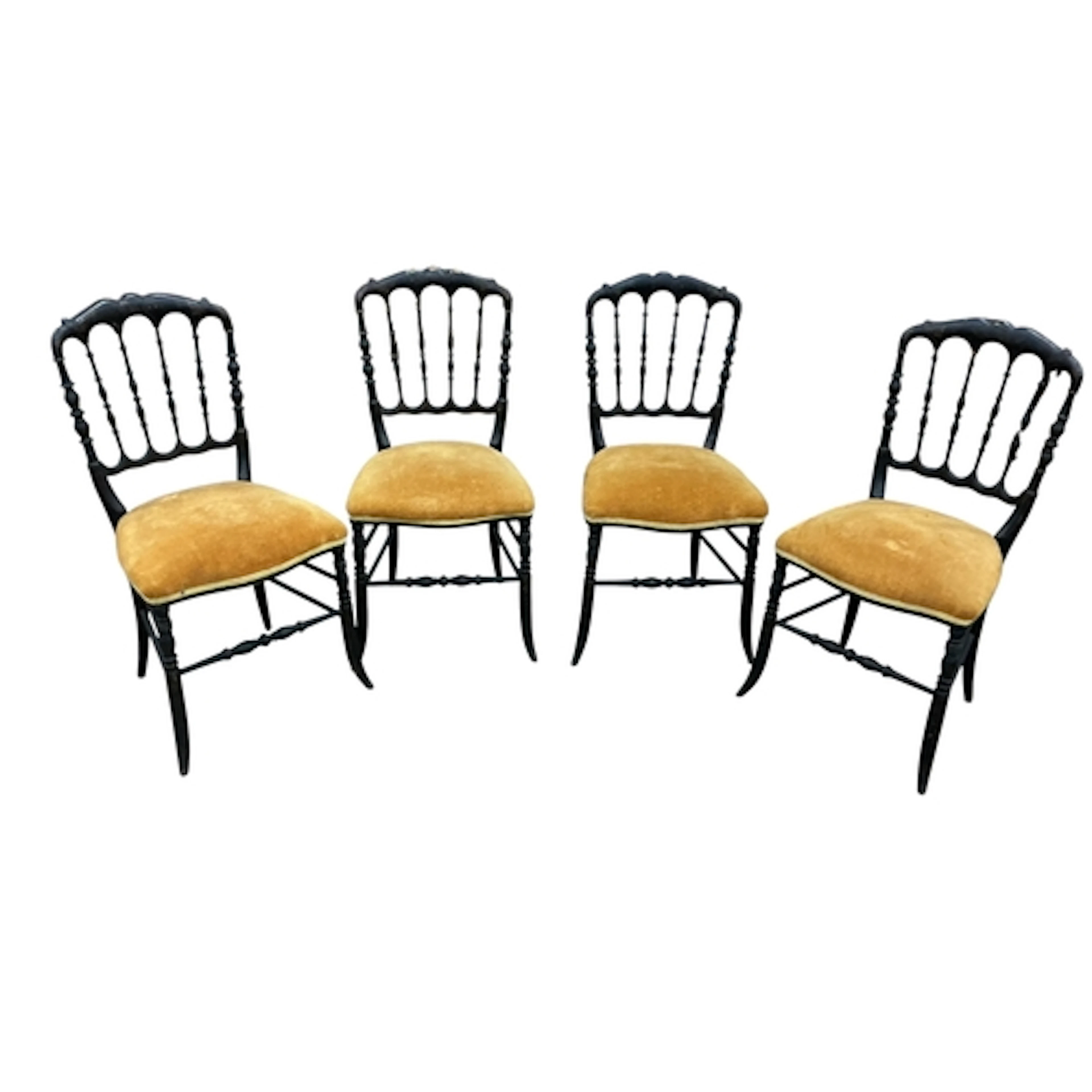 Four napoleon III ebonised side chairs, width 46cm depth 40c...