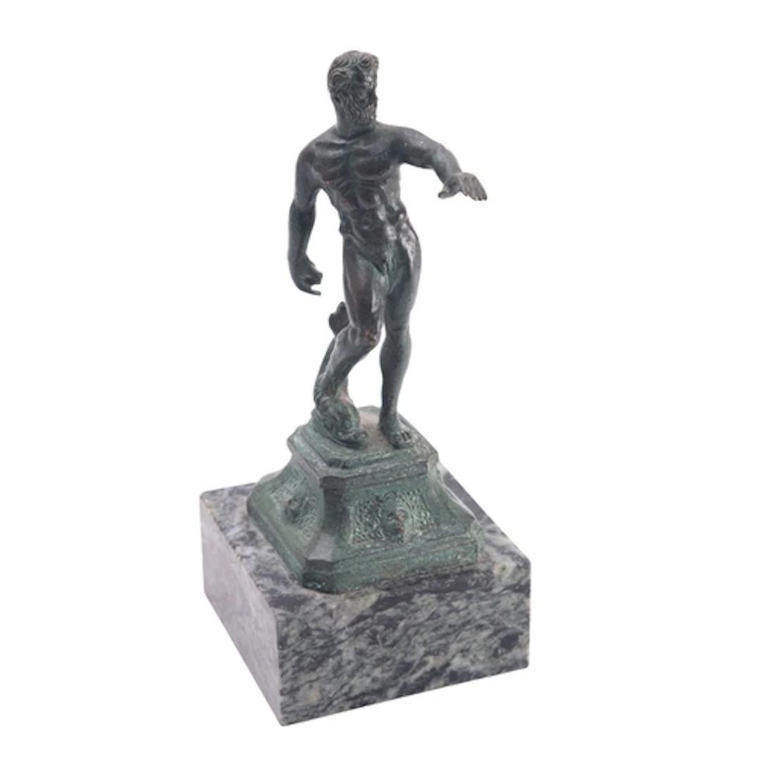 An Italian verdigris patinated bronze model of Poseidon, ear...