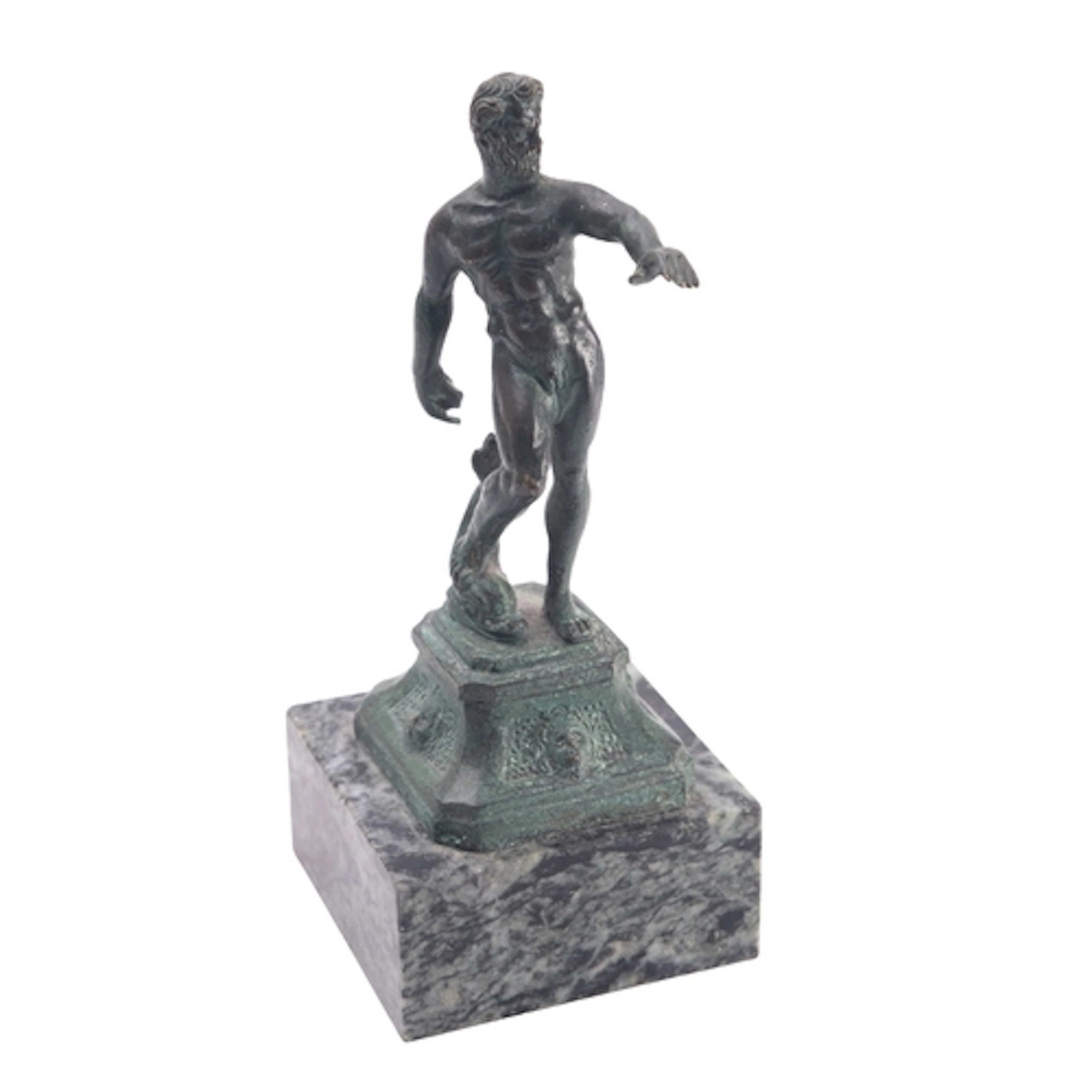 An Italian verdigris patinated bronze model of Poseidon, ear...