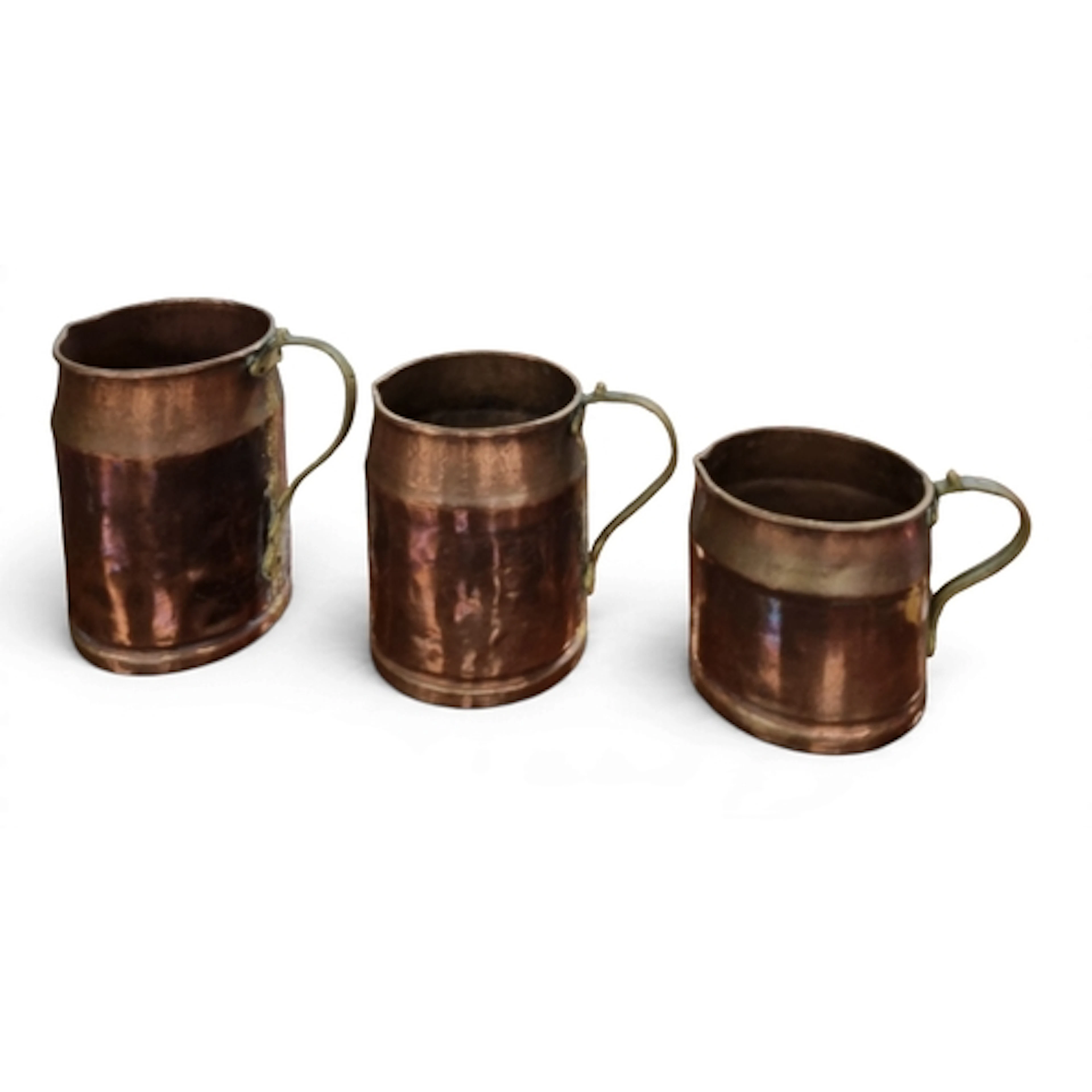 A good set of 19th Century graduated Copper Grain Measure Se...