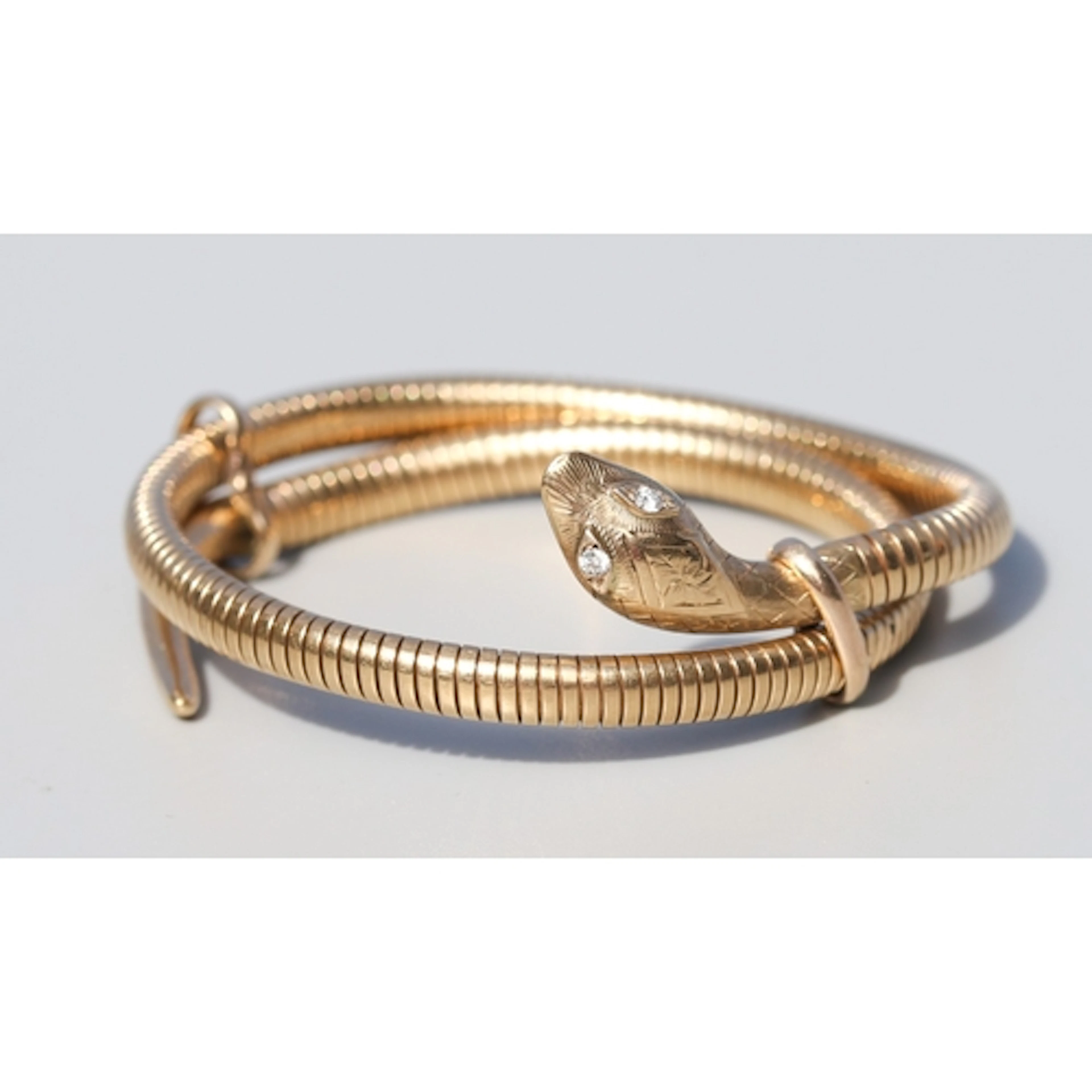 Finely Detailed, Vintage Serpent Motif Wrap Around Bangle Br...