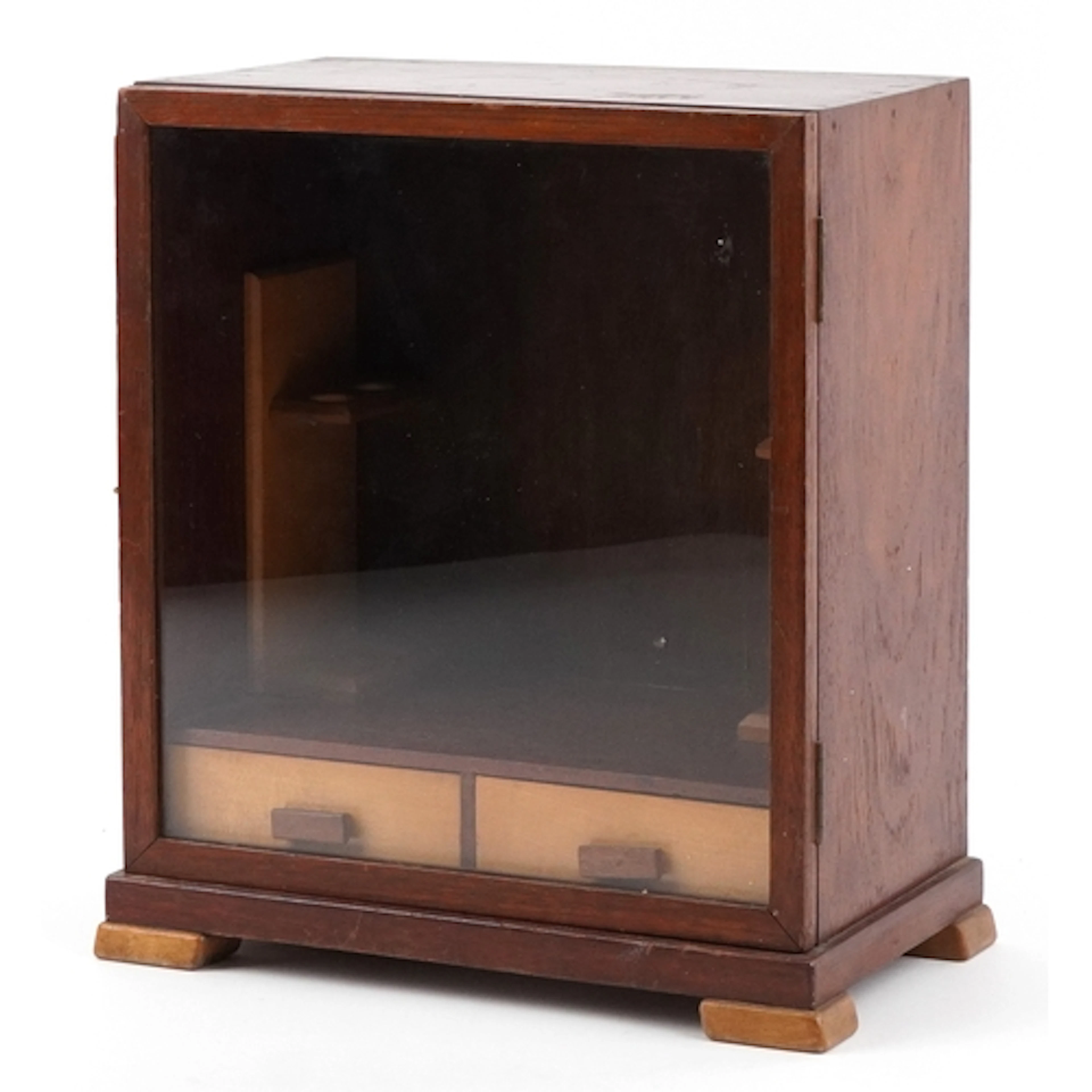 Art Deco oak smoker's cabinet having a hinged door and fitte...