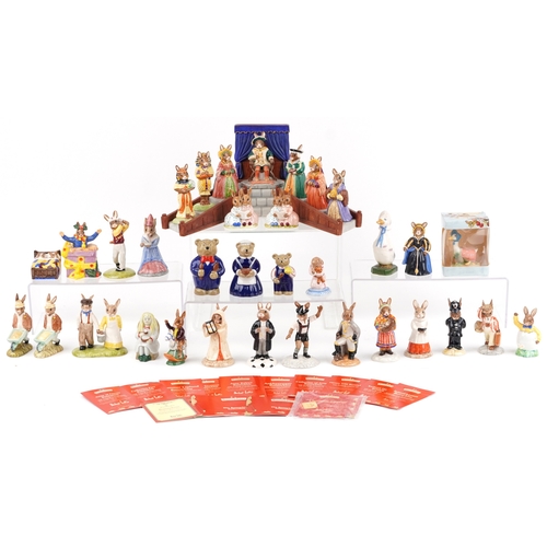 A collection of porcelain rabbits and figures, mostly Bunnyk...