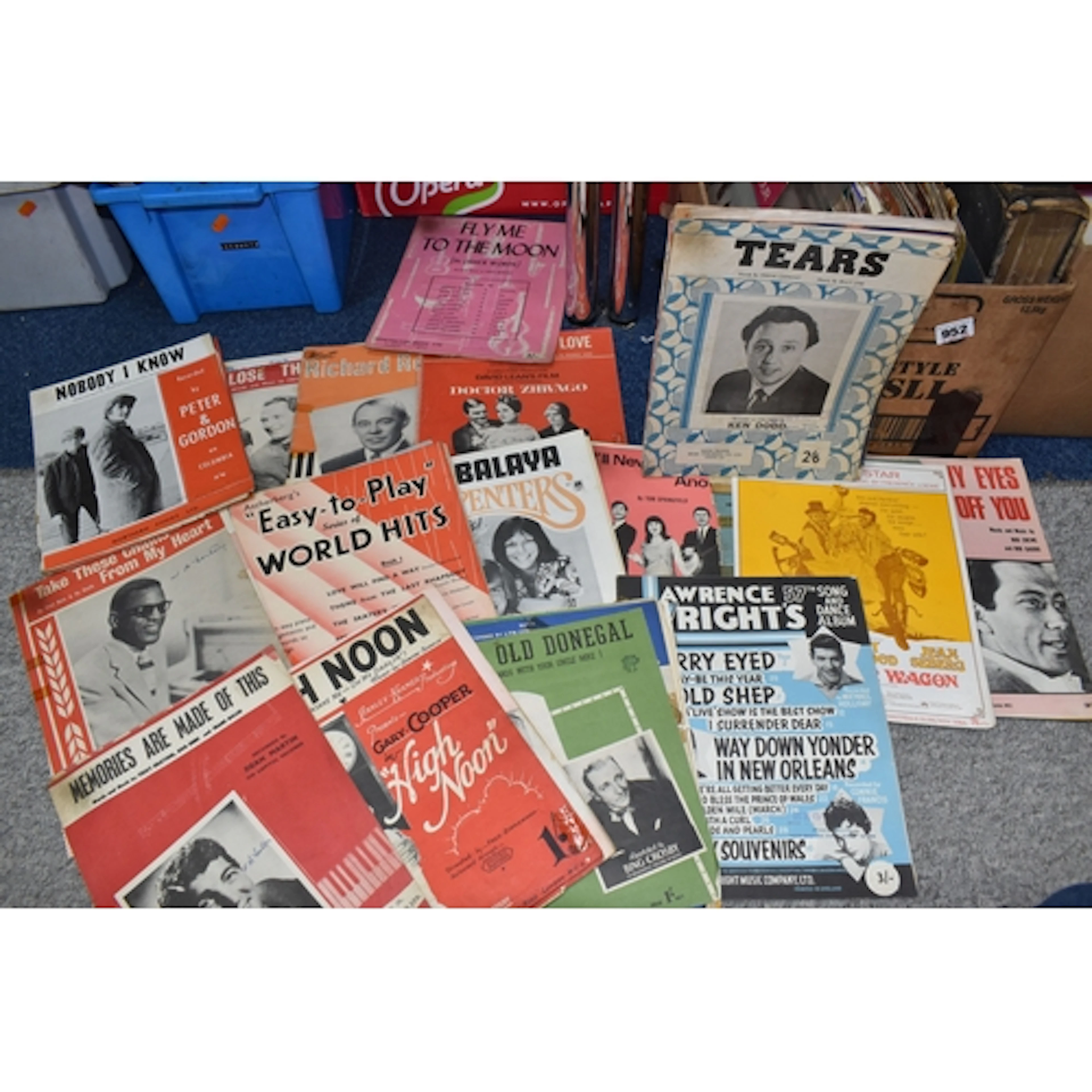 THREE BOXES OF BOOKS AND SHEET MUSIC comprising a box of art...
