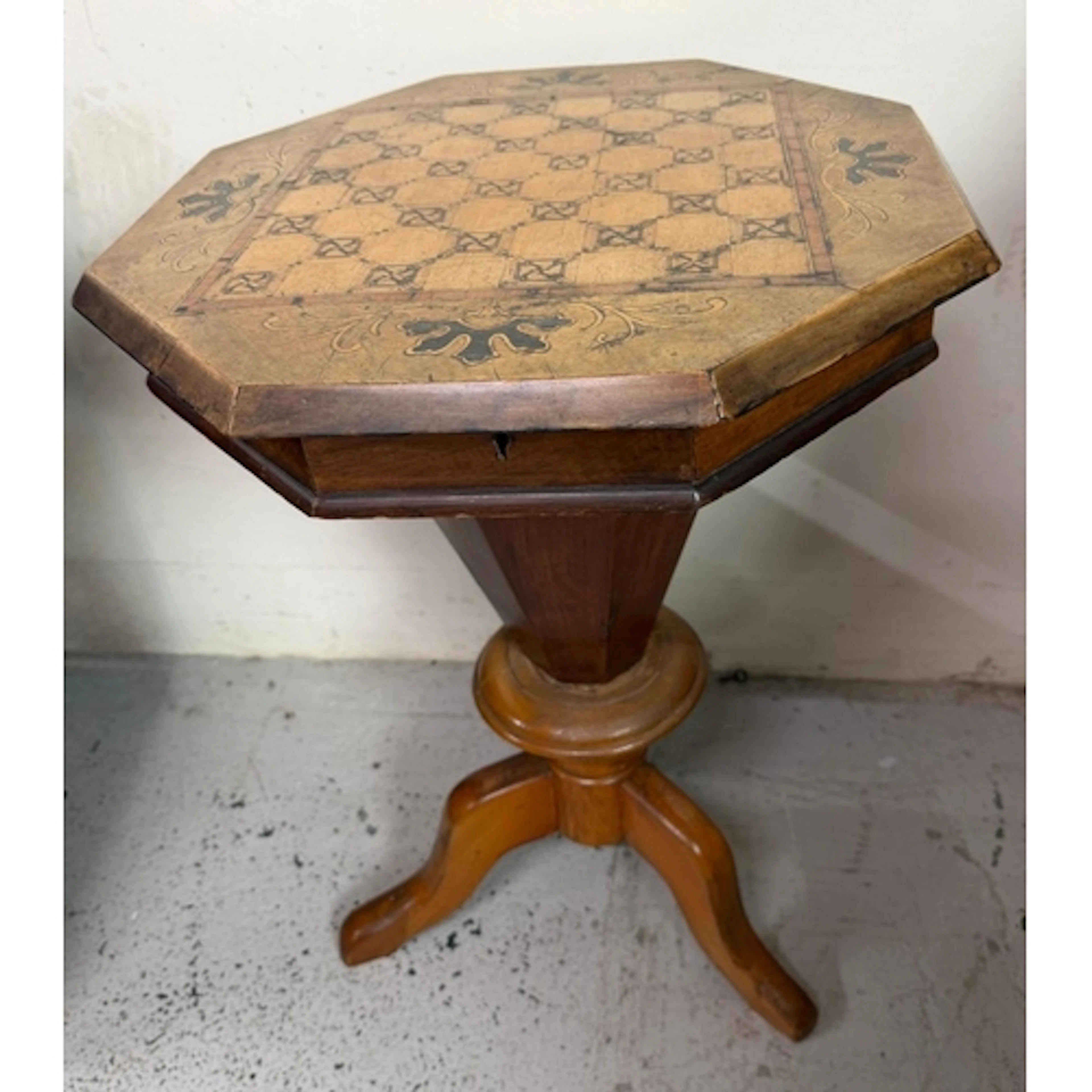Victorian octagonal walnut trumpet sewing and games table n...