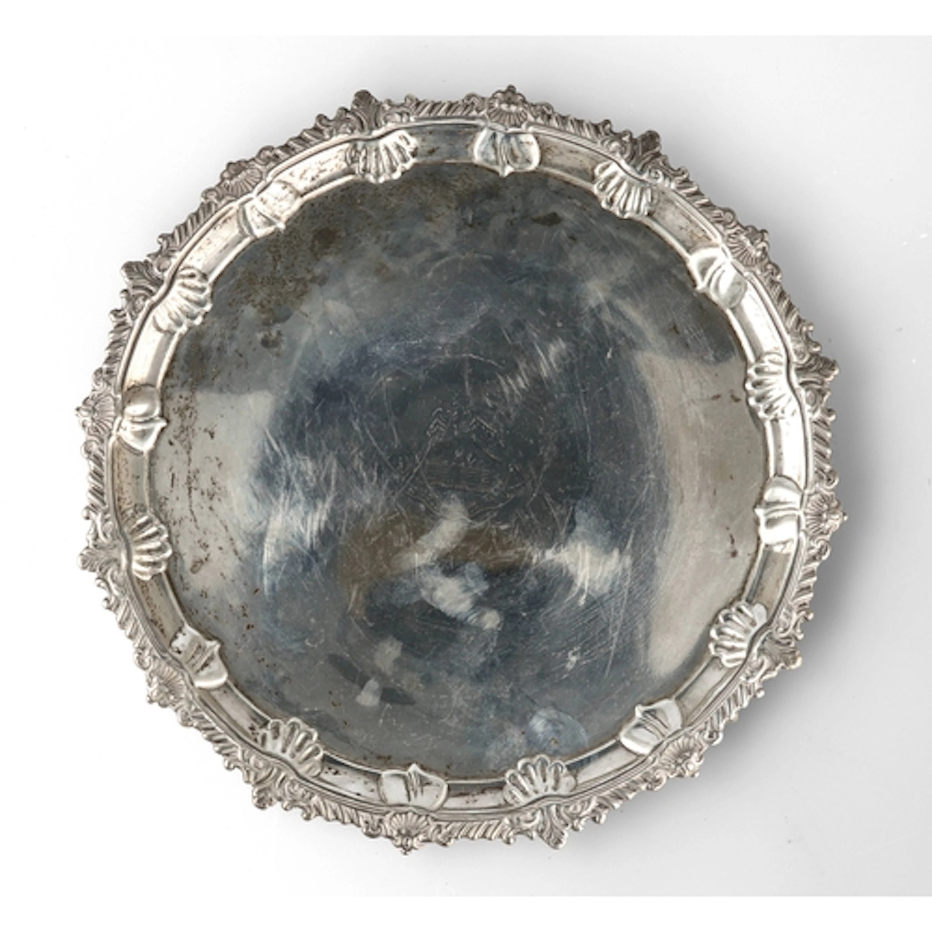 A VICTORIAN SILVER SALVER, IN GEORGE II STYLE, GEORGE MAUDSL...