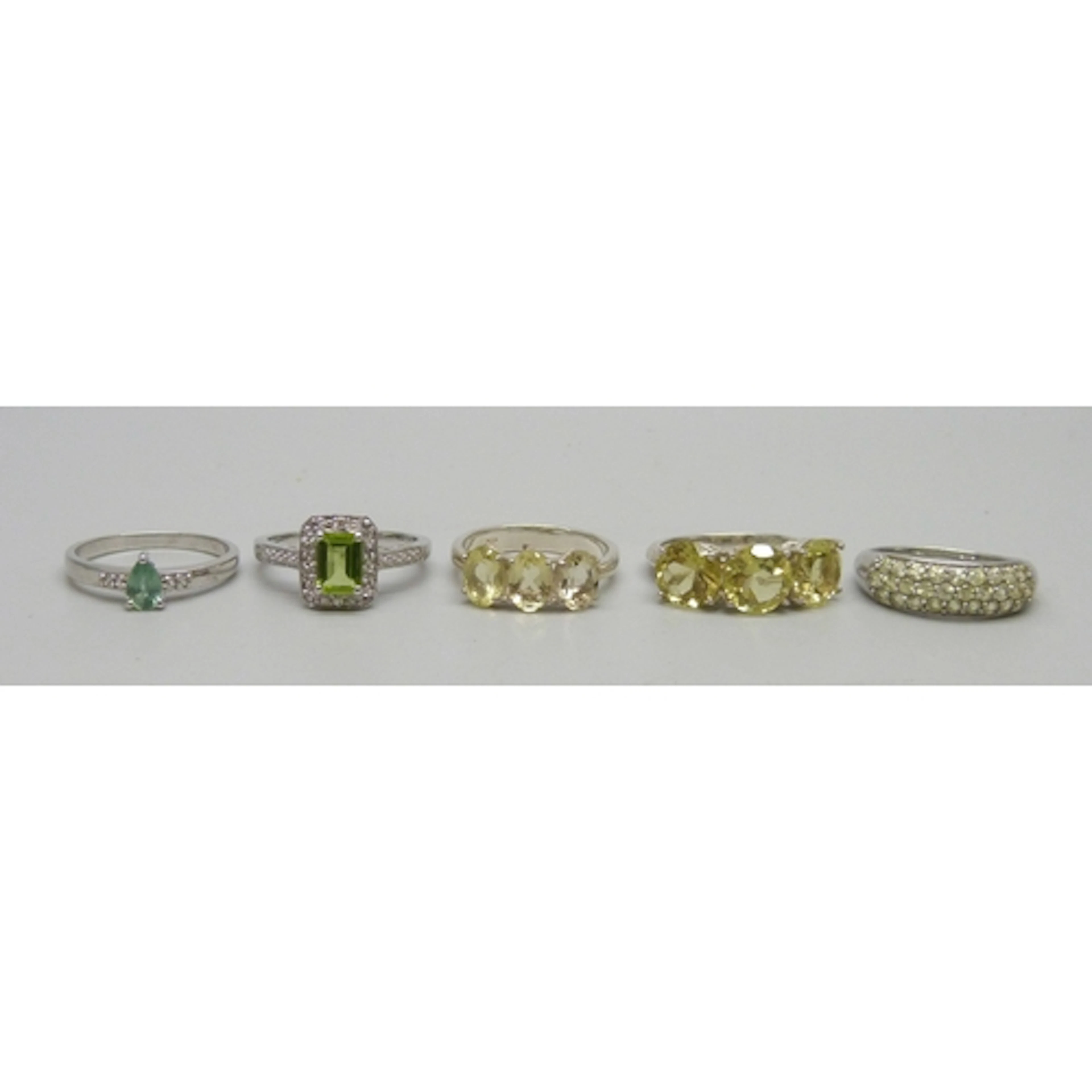 Five silver gemstone rings including TGGC and Gemporia, 15g ...