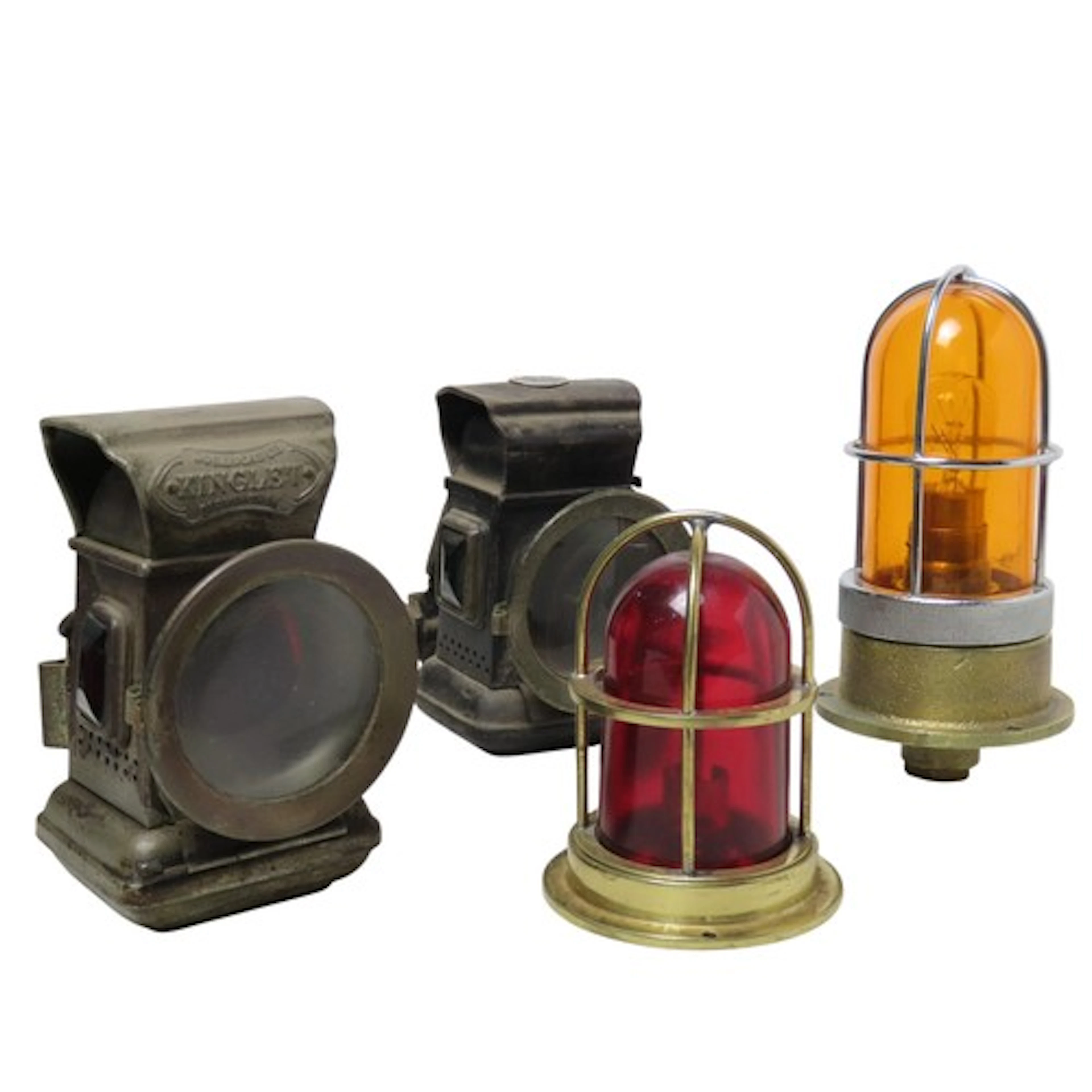 TWO VINTAGE BICYCLE CARBIDE LAMPS one a 'Kinglet' lamp by Jo...