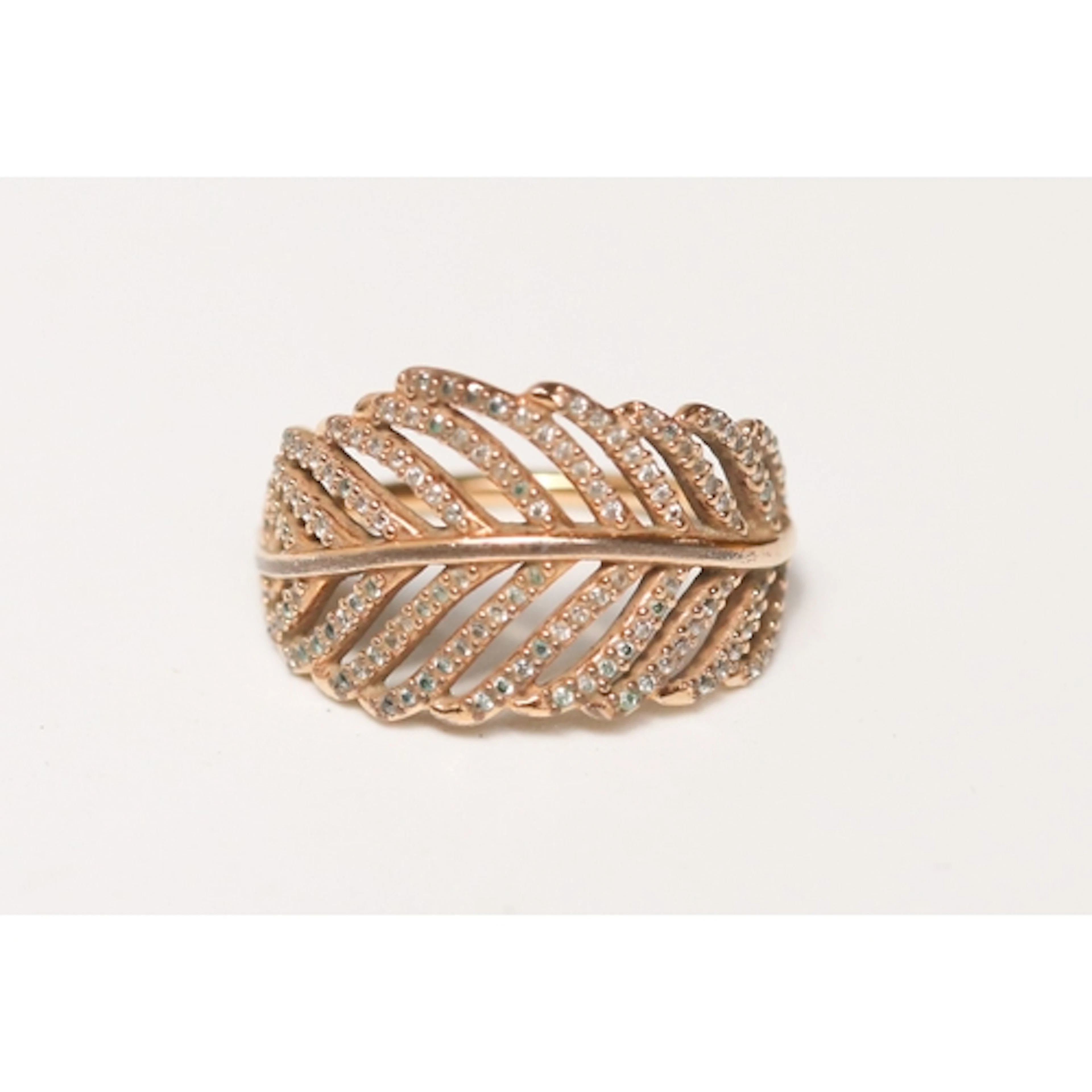 Pandora Gemset Feather Motif Ring, Mounted in Sterling Silve...