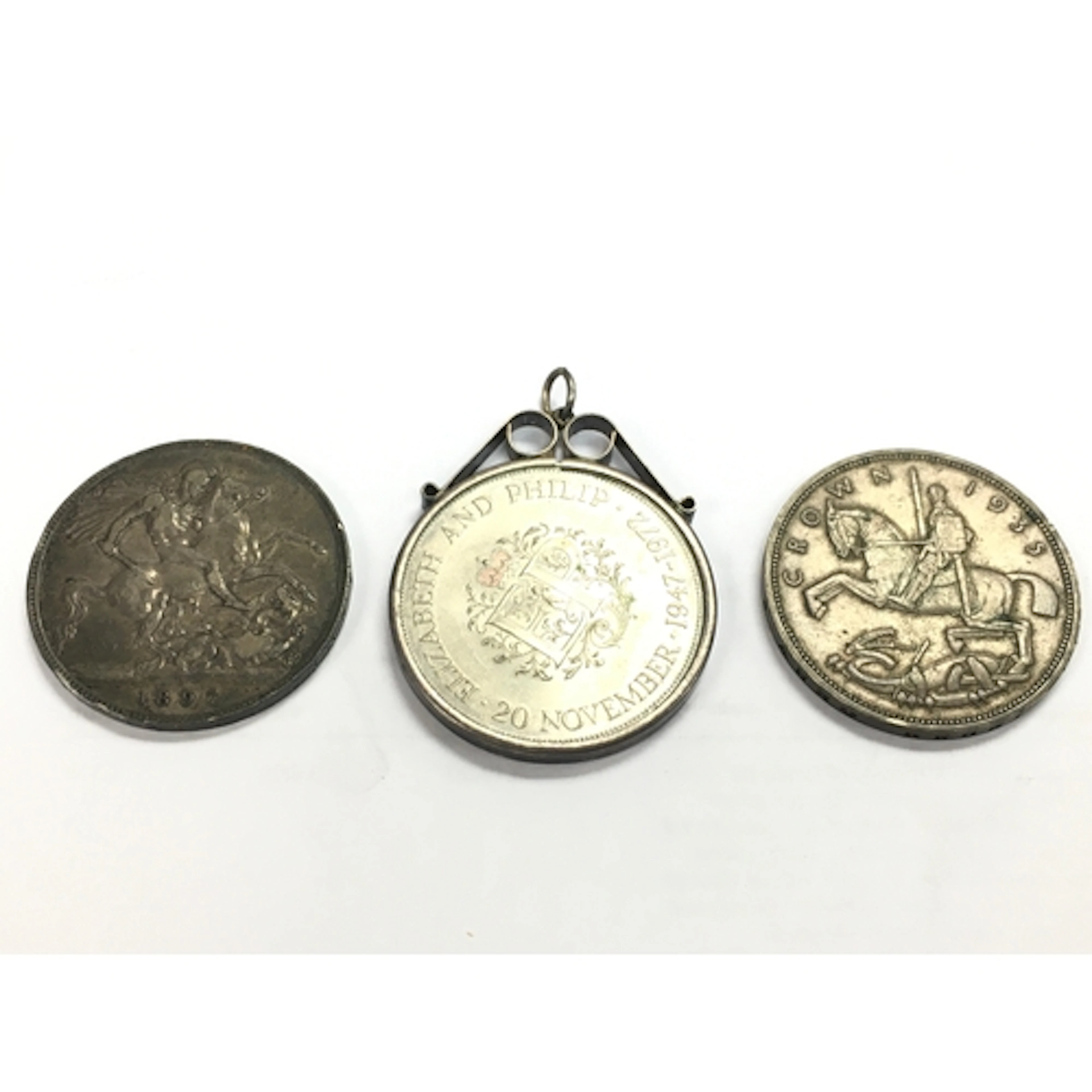 Three coins- Queen Victoria 1897 silver crown, a 1972 Q...