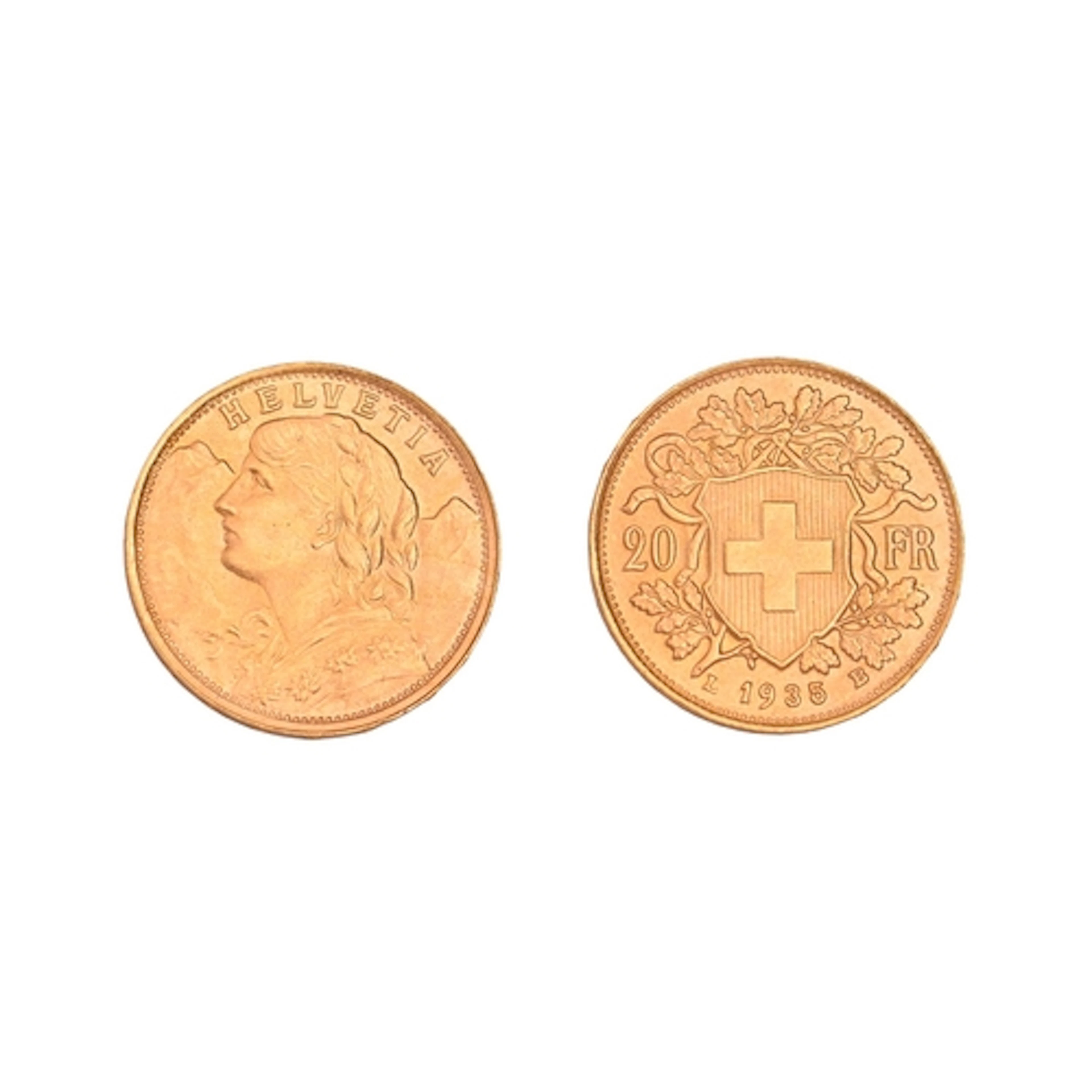 Gold coin. Switzerland, Twenty Francs 1935, 6.5g...