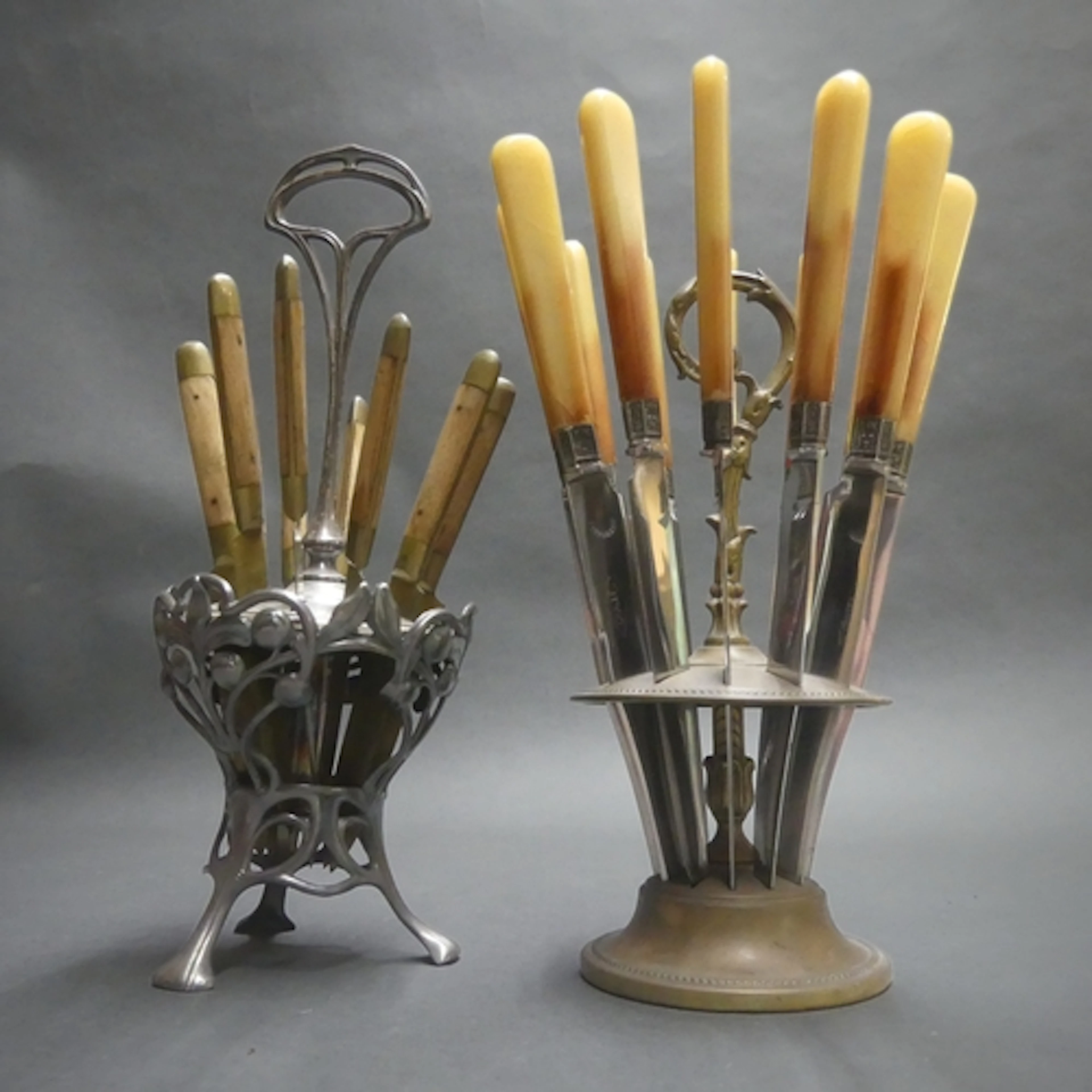 WMF - Two Art Nouveau knife stands, one with ornate pierced ...