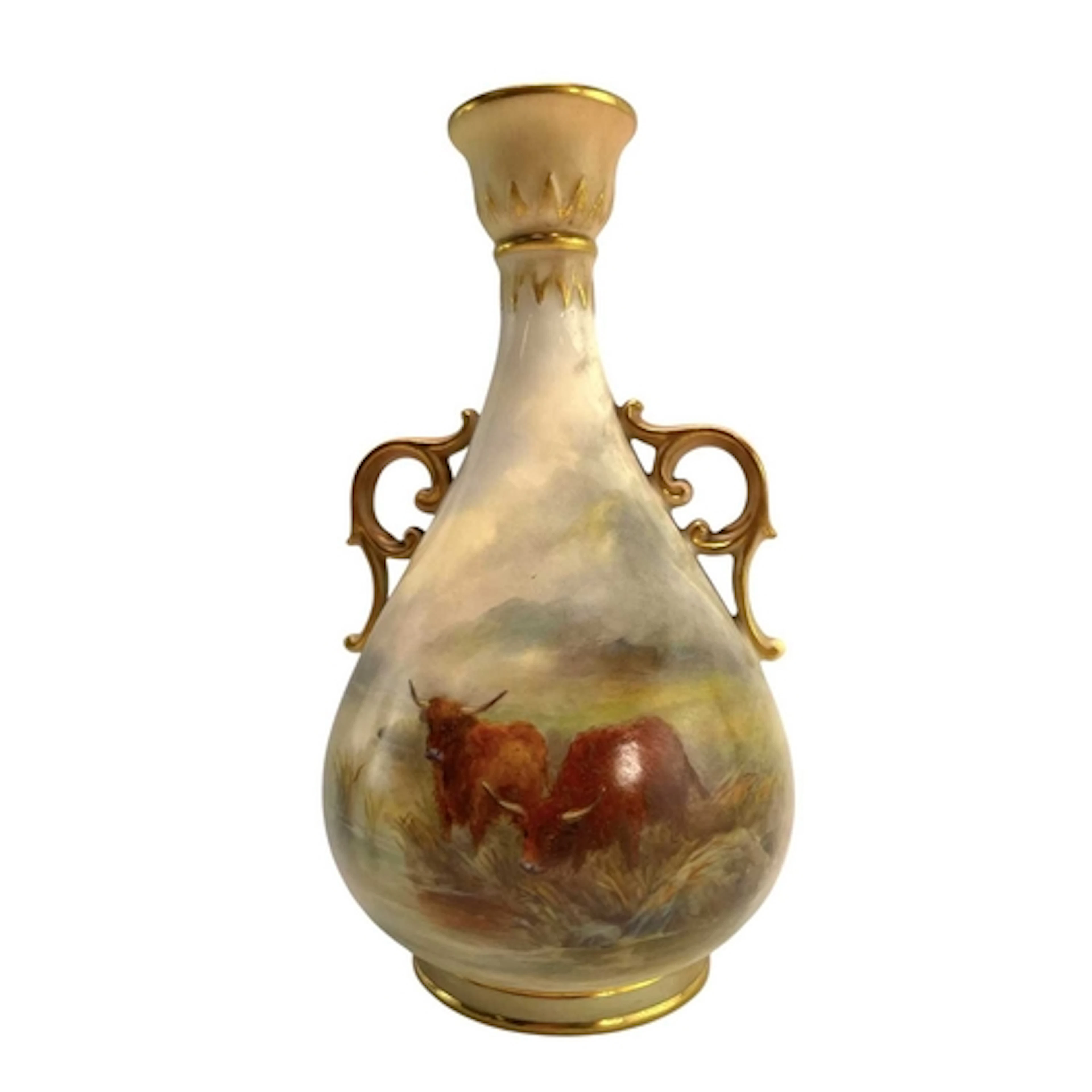 A Royal Worcester early 20th century 1909 hand painted porce...