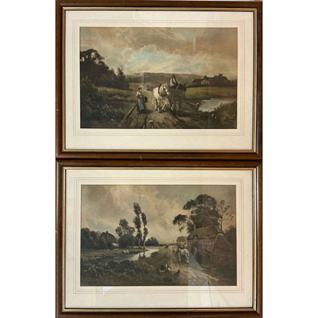 J. W. Gozzard, after, a pair, rural landscapes, lithographs;...