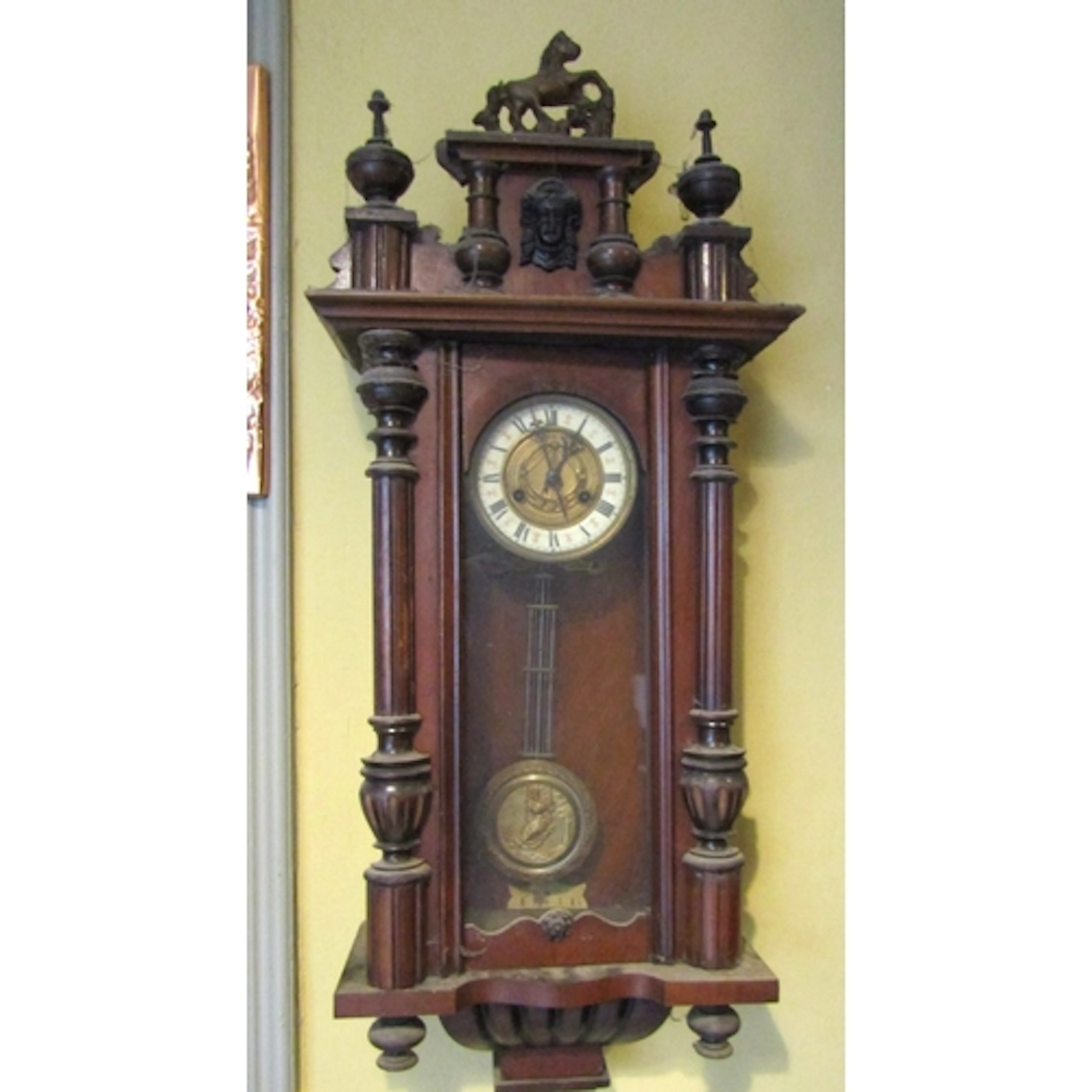 Antique Mahogany Cased Vienna Wall Clock with Roman Numeral ...
