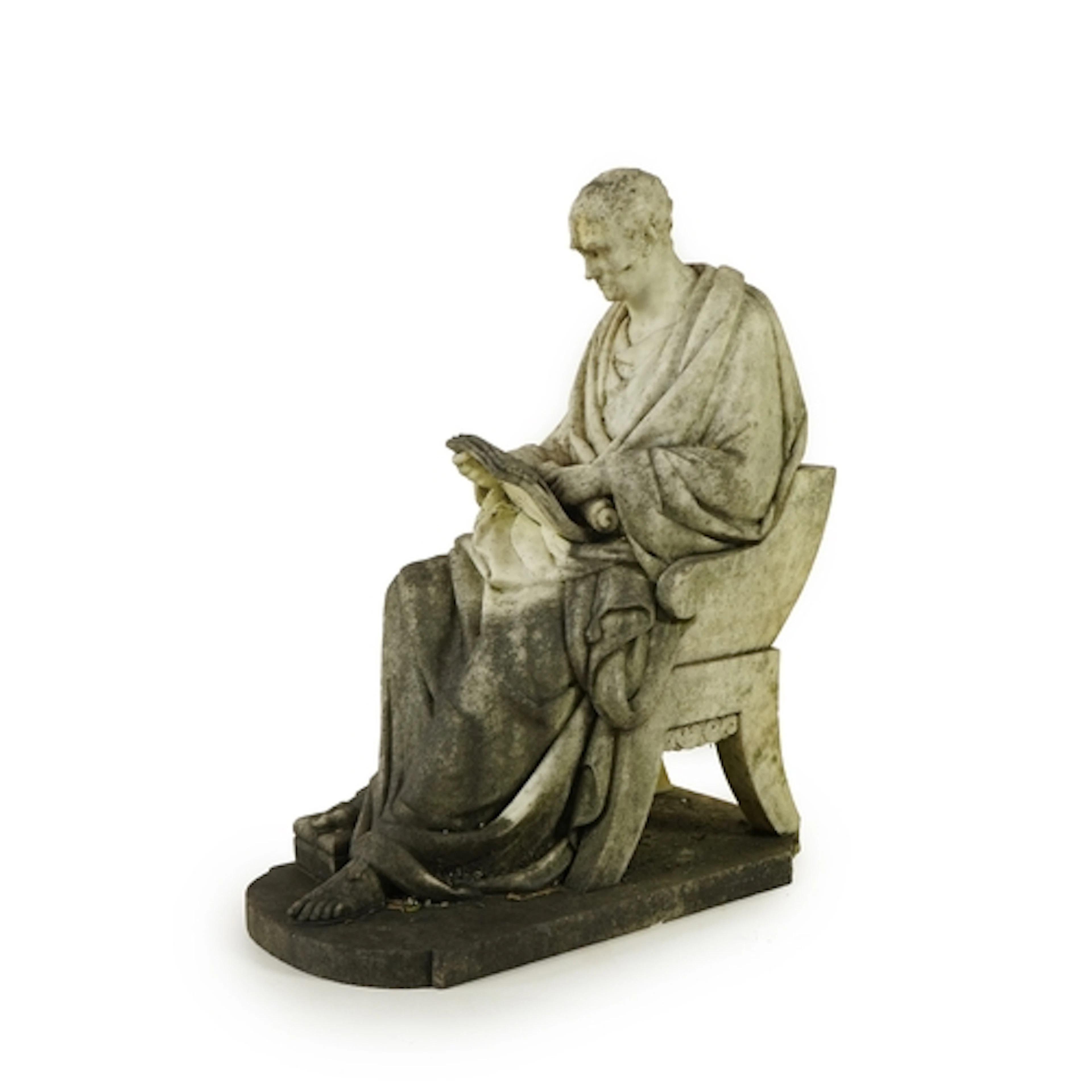 A marble sculpture of a gentleman dressed as a Greek philoso...