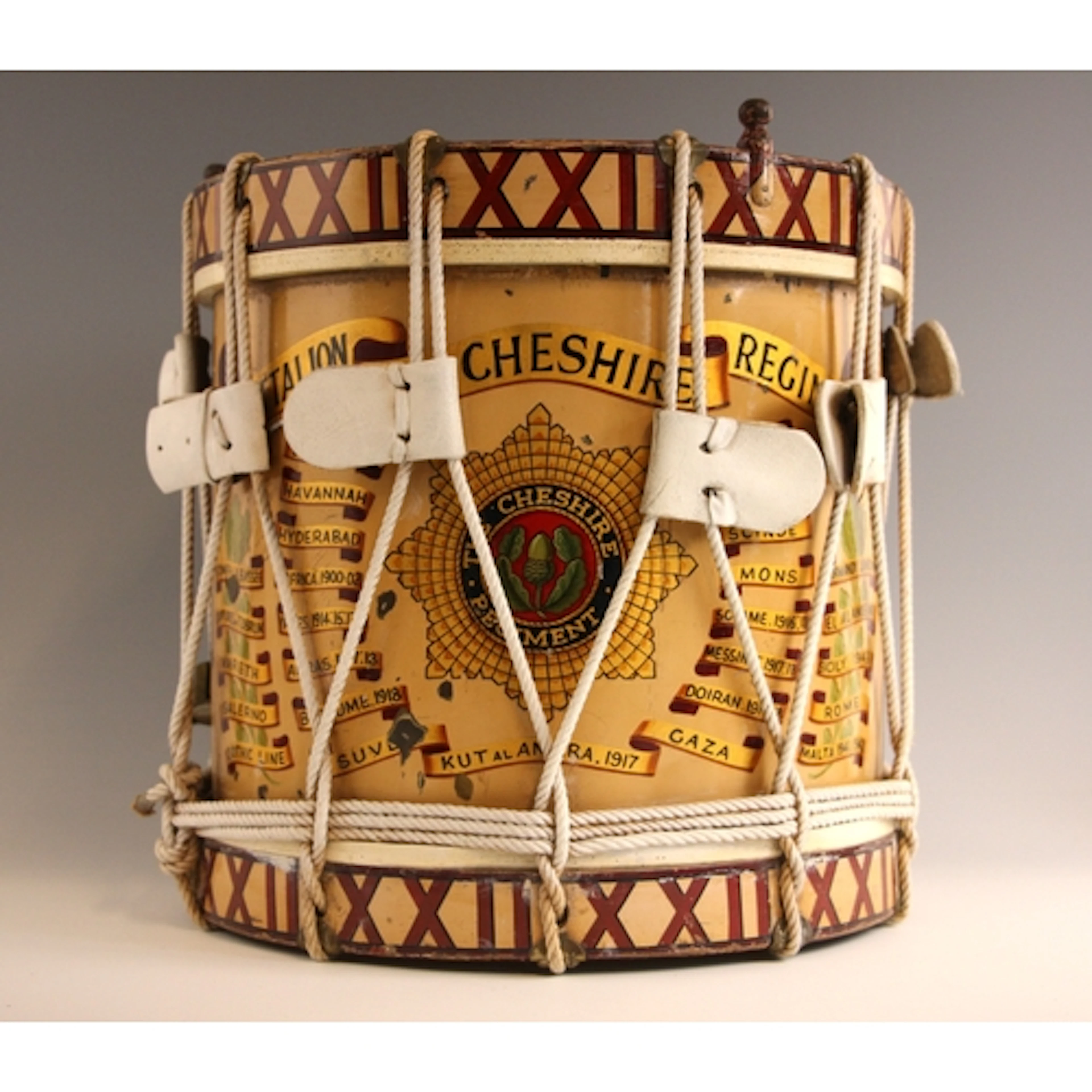 A ceremonial regimental drum painted for the 4th Battalion, ...