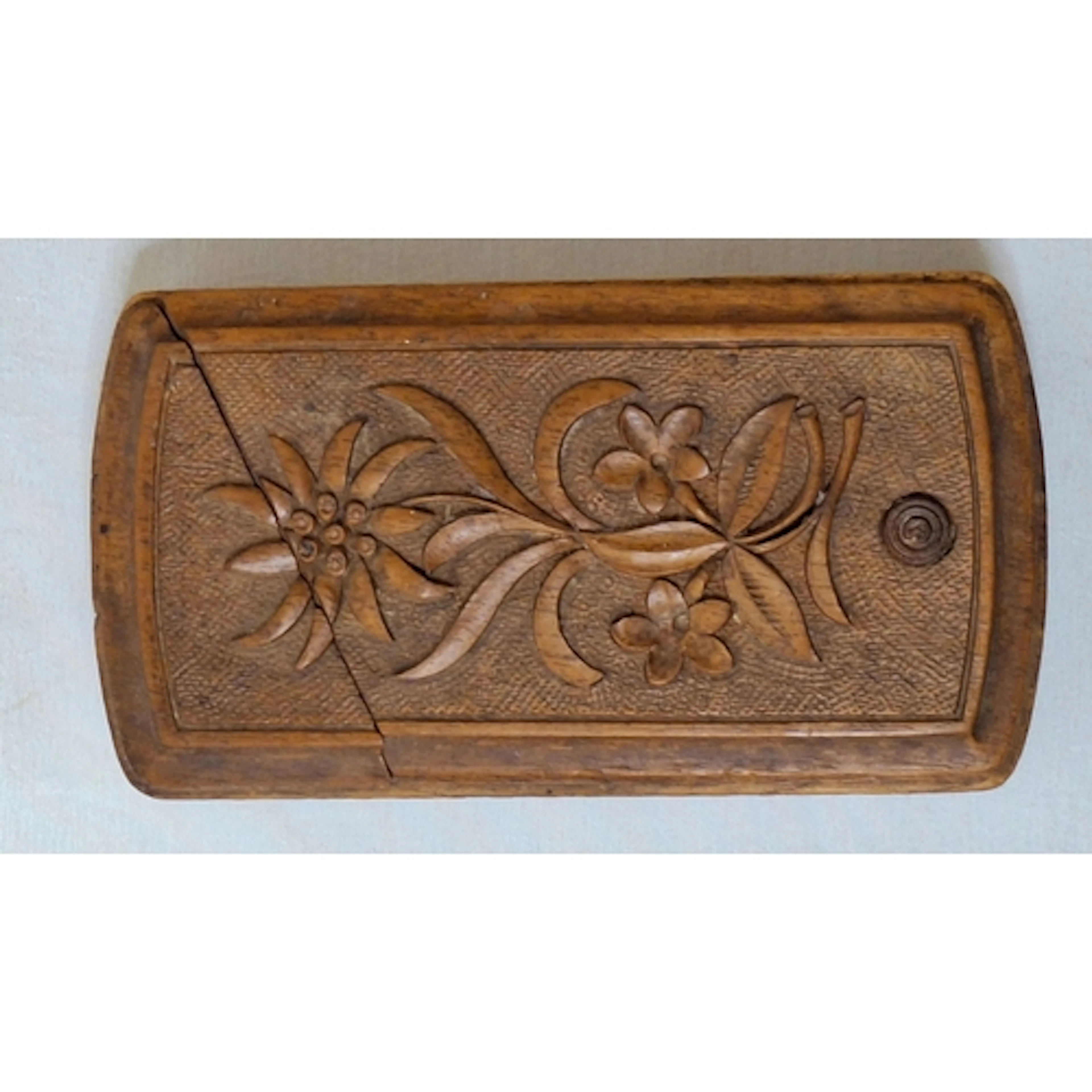 Swiss Black Forest Folk Art Hand Carved Puzzle Box, lid deco...