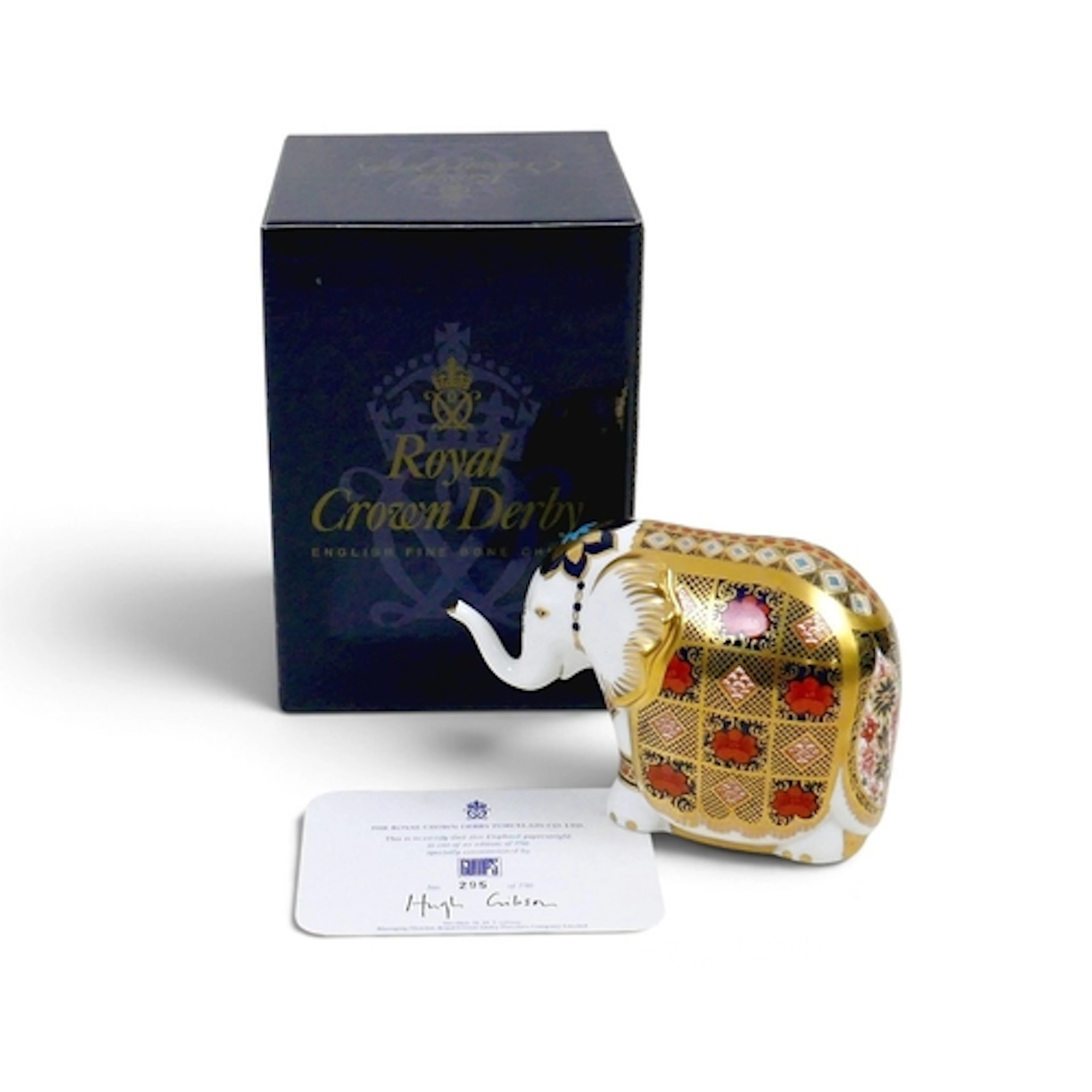A LIMITED EDITION ROYAL CROWN DERBY ELEPHANT PAPERWEIGHT. sp...