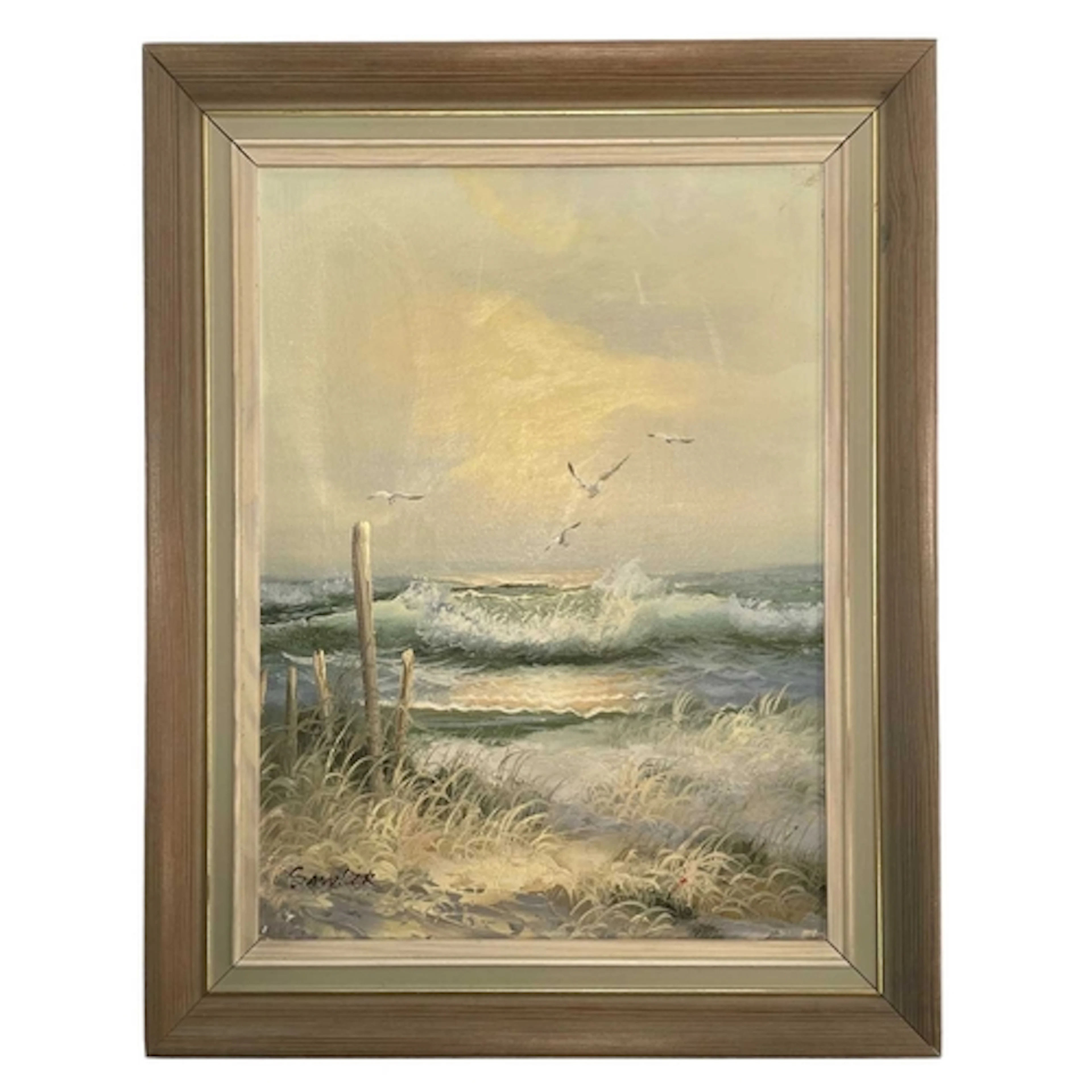 Sandler - a vintage 20th century oil on canvas seascape pain...