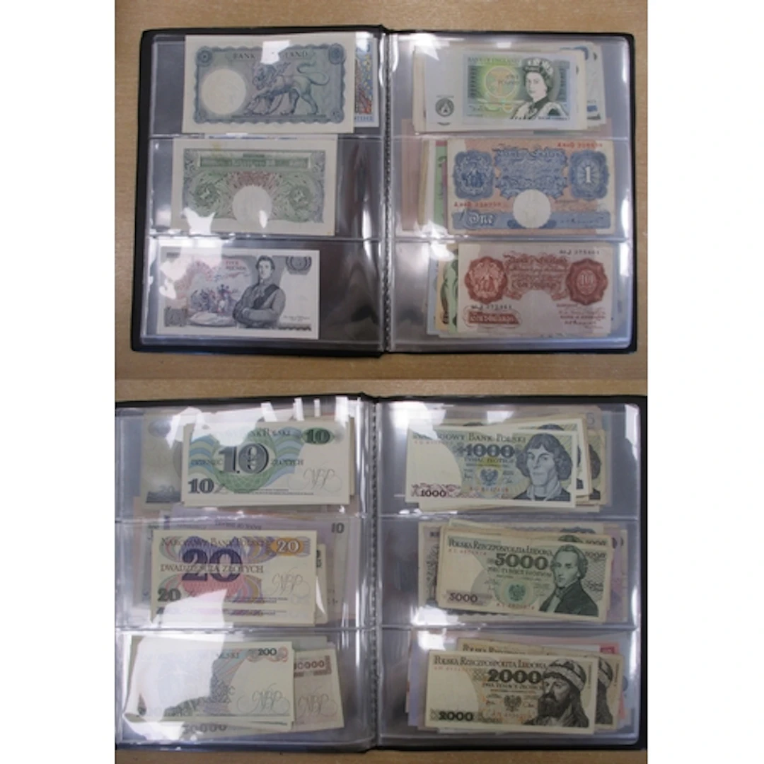 Collection of world banknotes in an album generally fine to ...