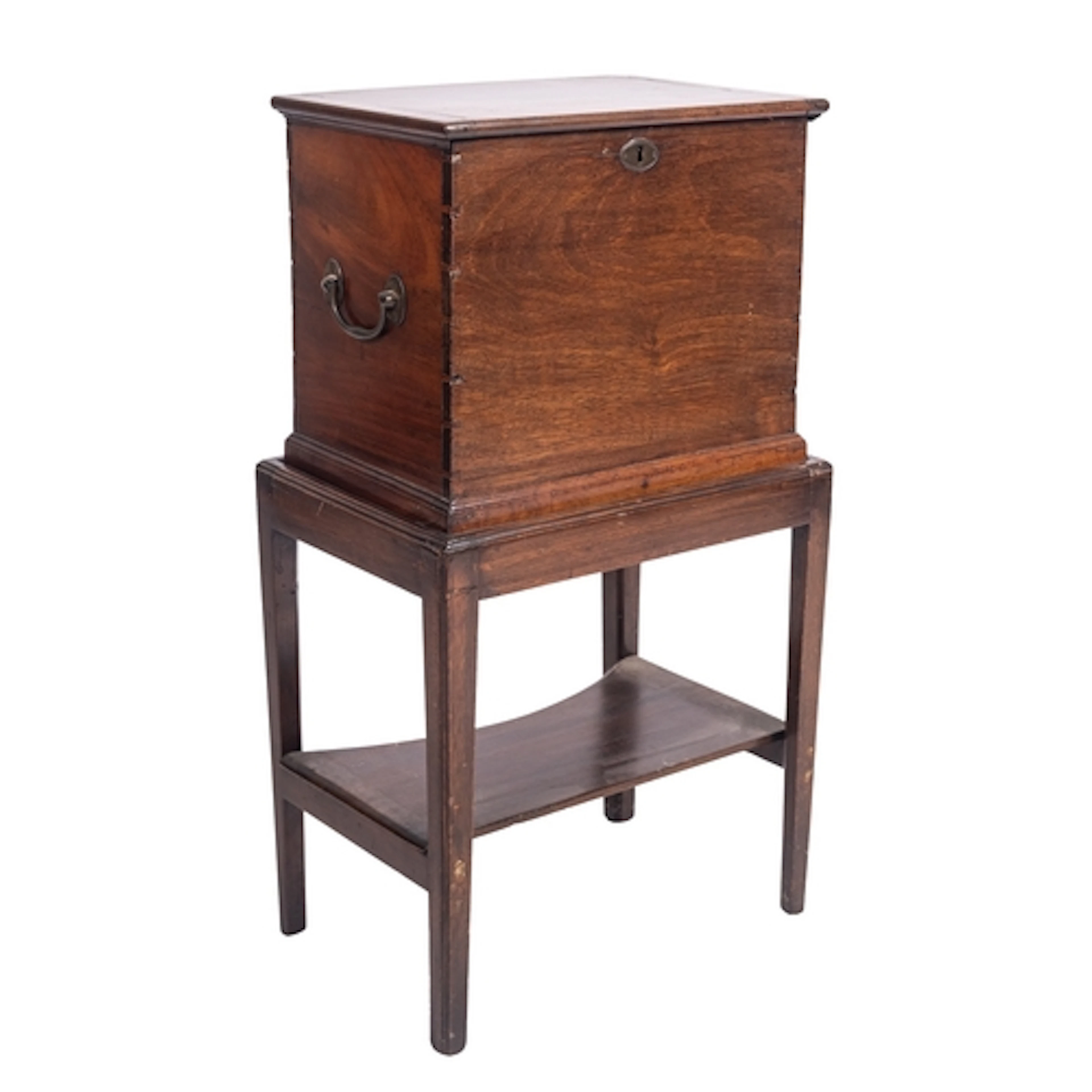 A George III mahogany cellaret on stand, late 18th century; ...