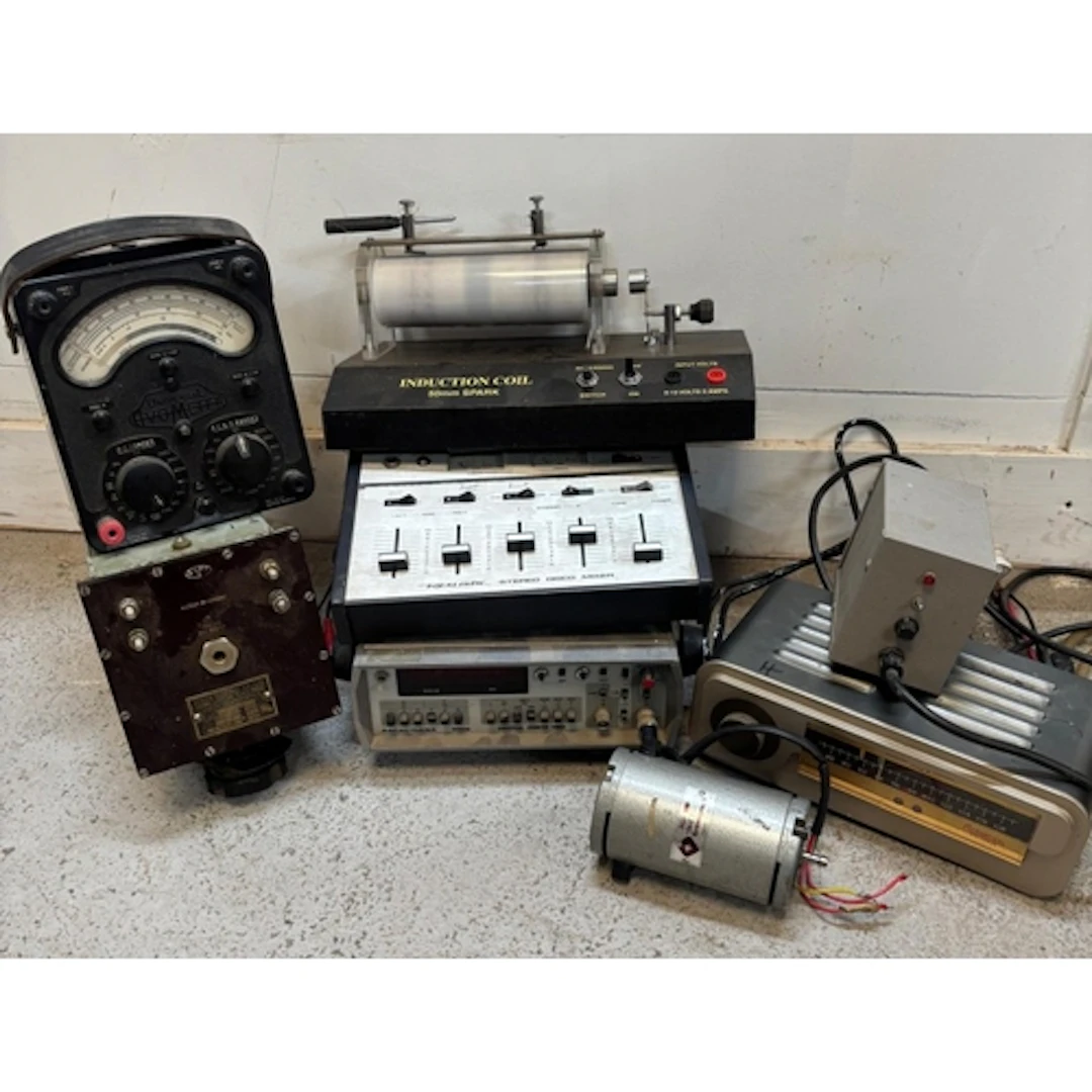 A collection of vintage scientific electrical and laboratory...