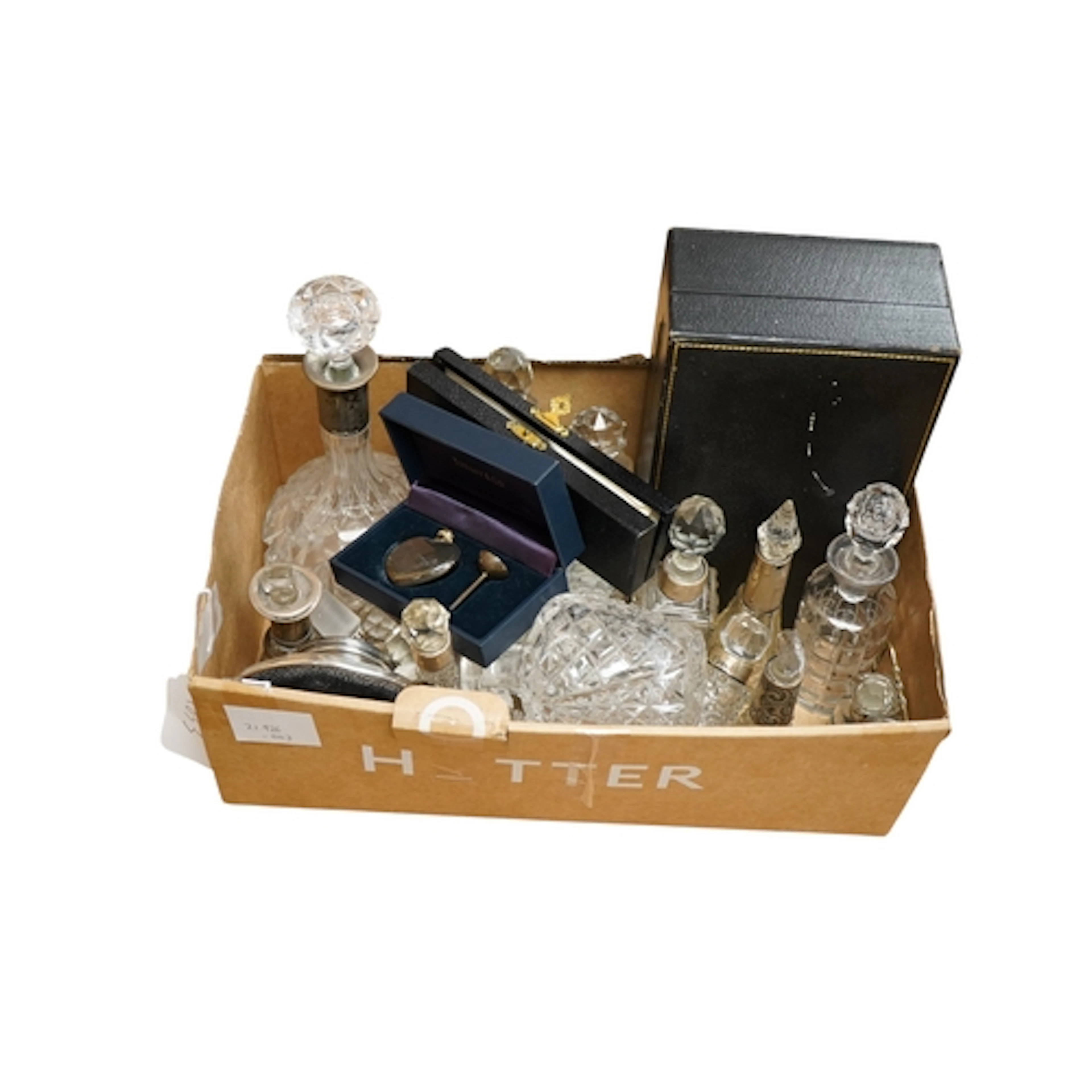 A cased George V silver and tortoiseshell pique mounted brus...