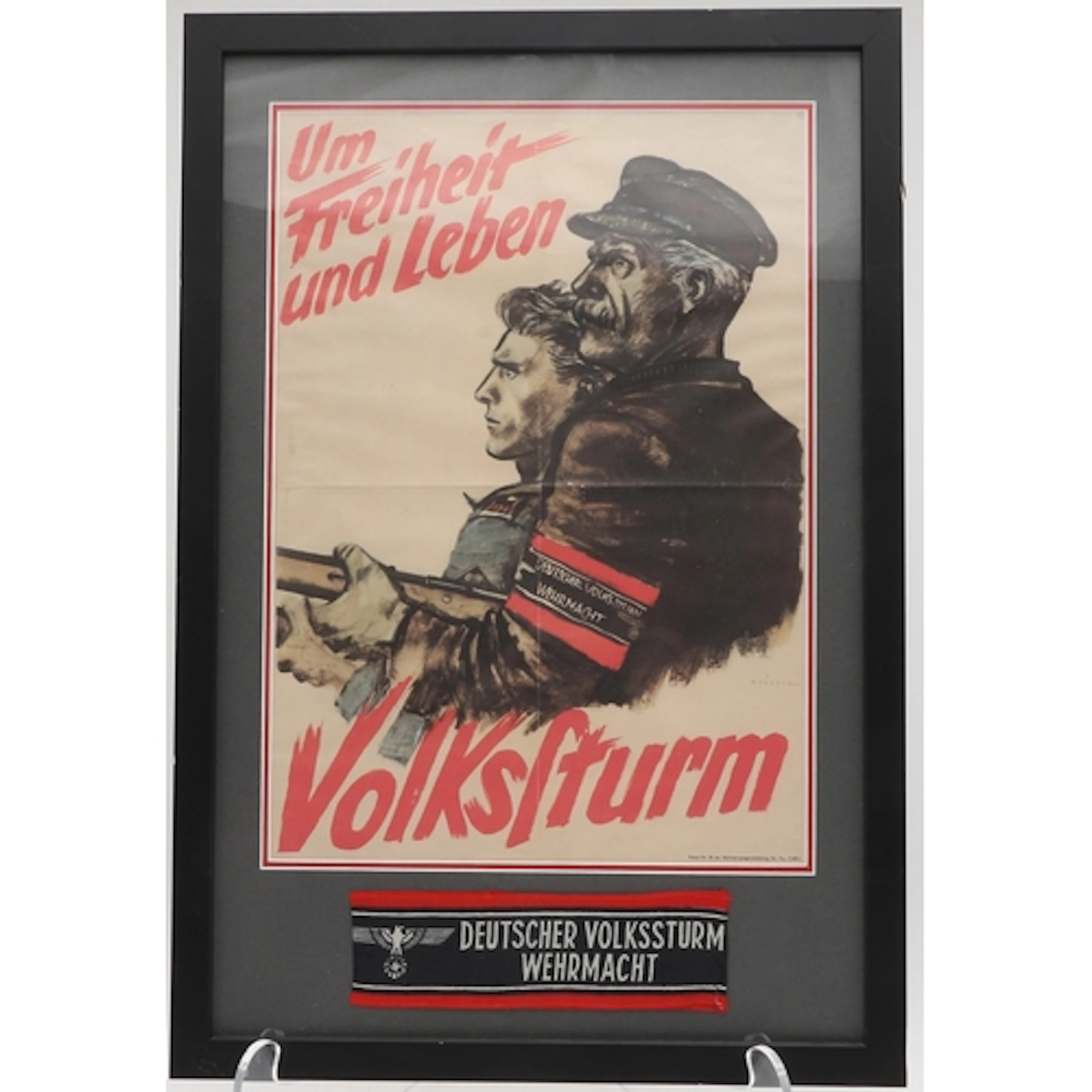 A SECOND WORLD WAR GERMAN VOLKSTRUM ARMBAND AND RECRUITING P...