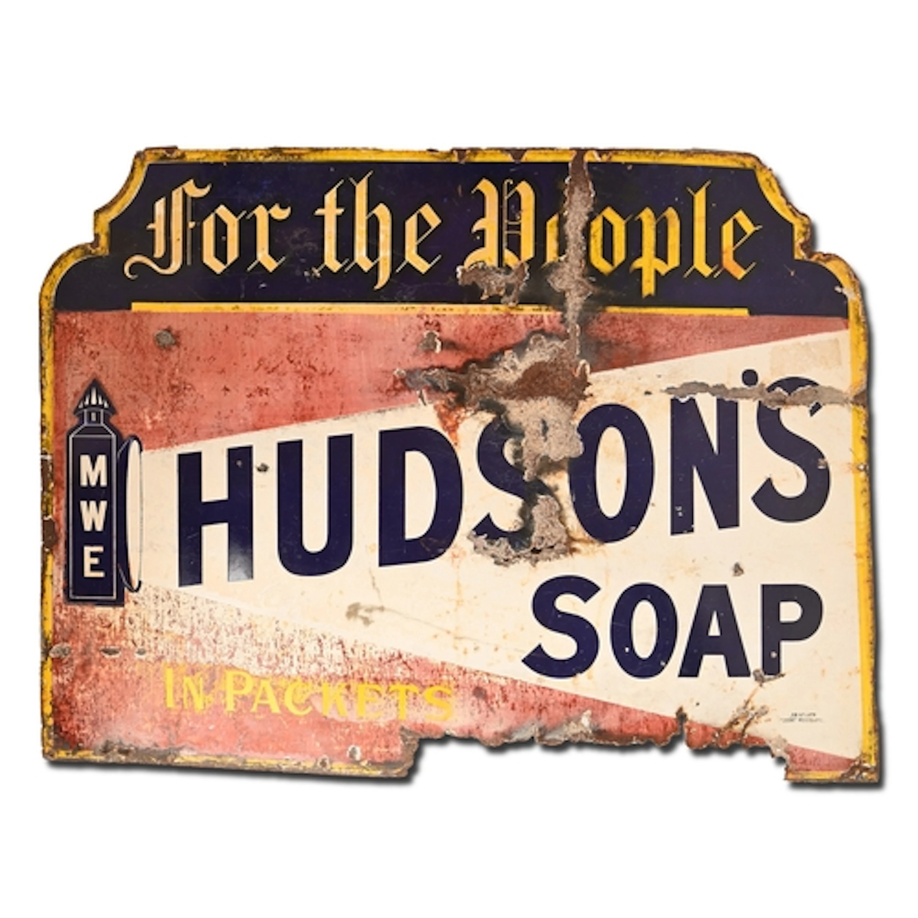 Vintage advertising. A Hudson's Soap 'For the People' enamel...