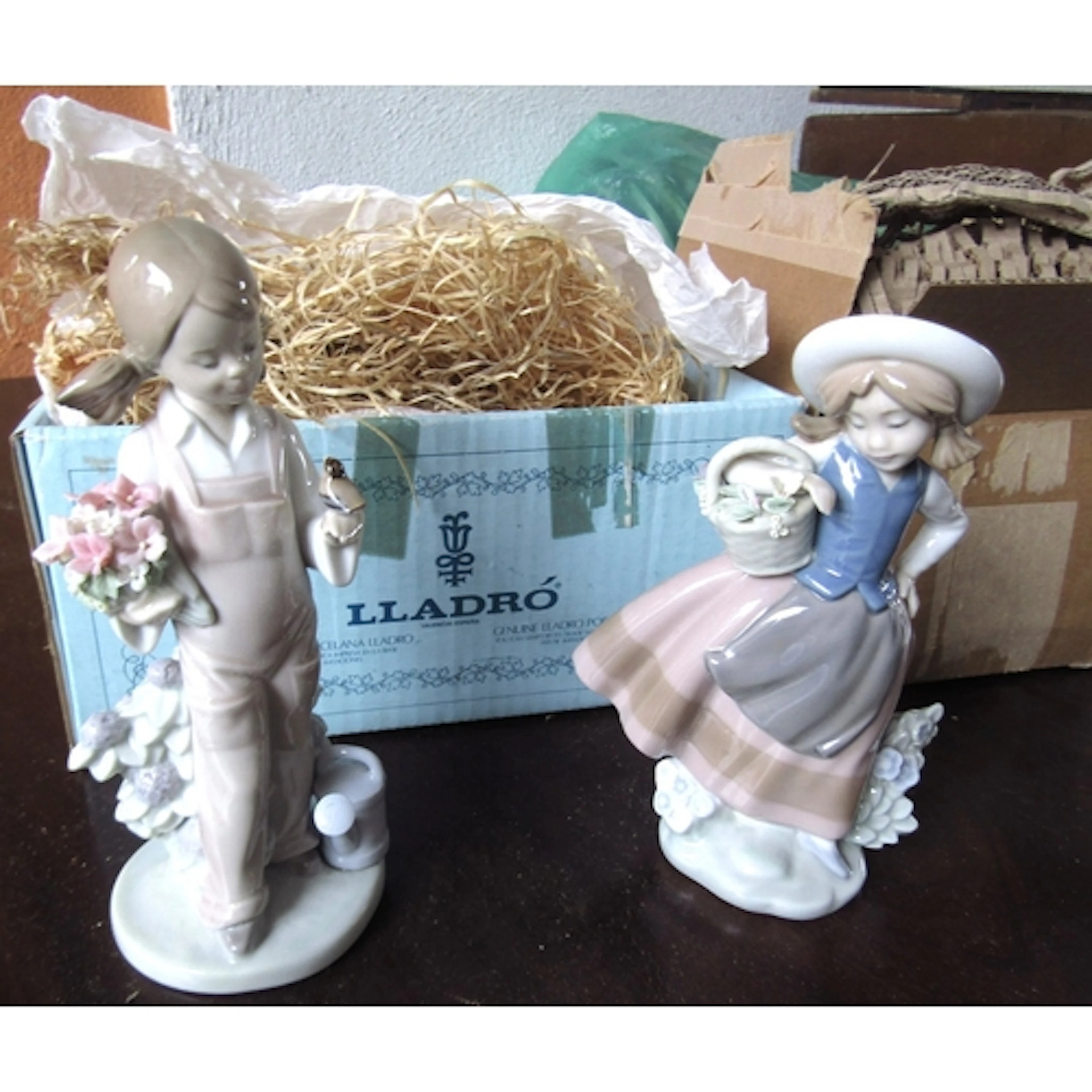 Two Lladro Fine Porcelain Figures Flowergirl and Another Tal...