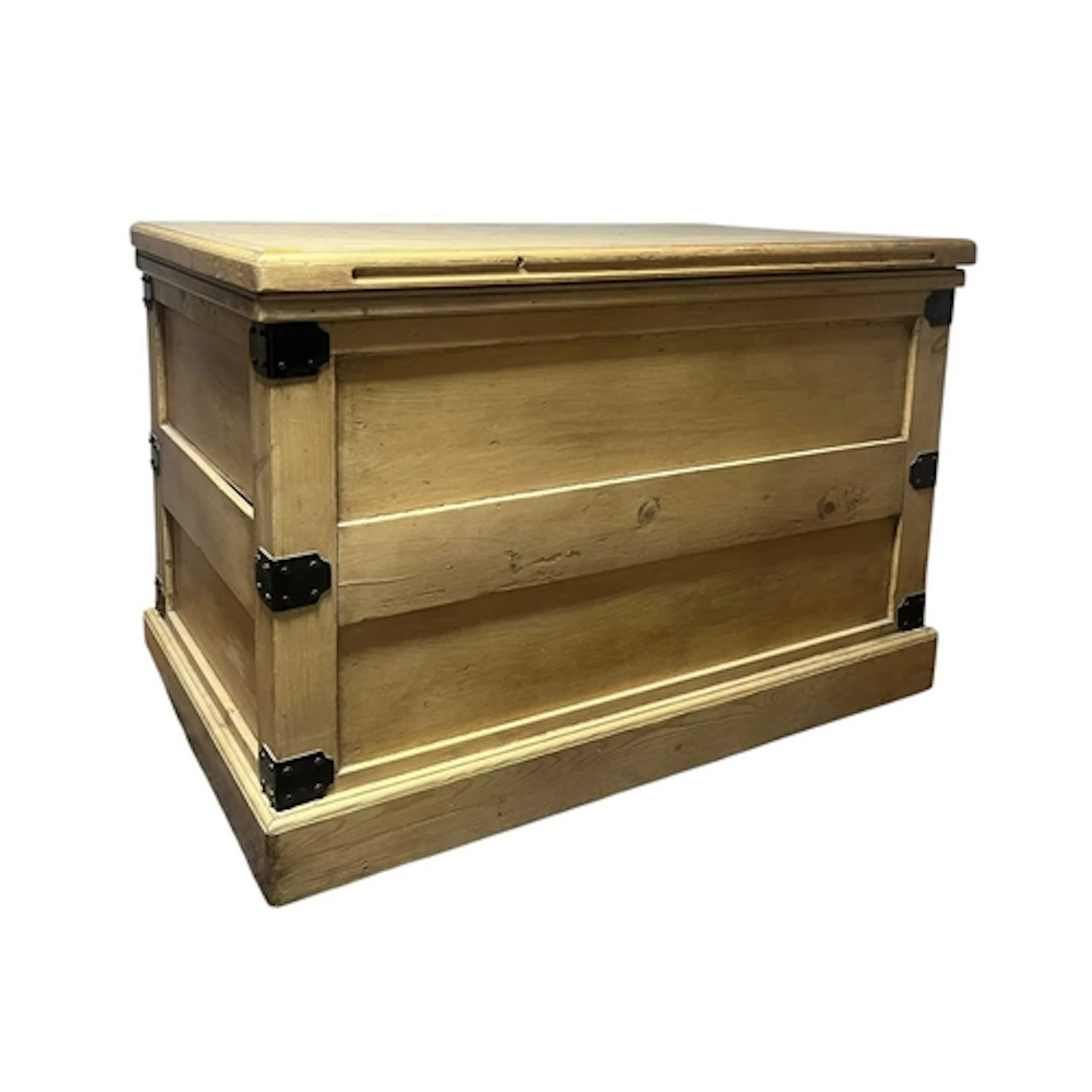 A very large 20th century solid pine trunk or storage chest....